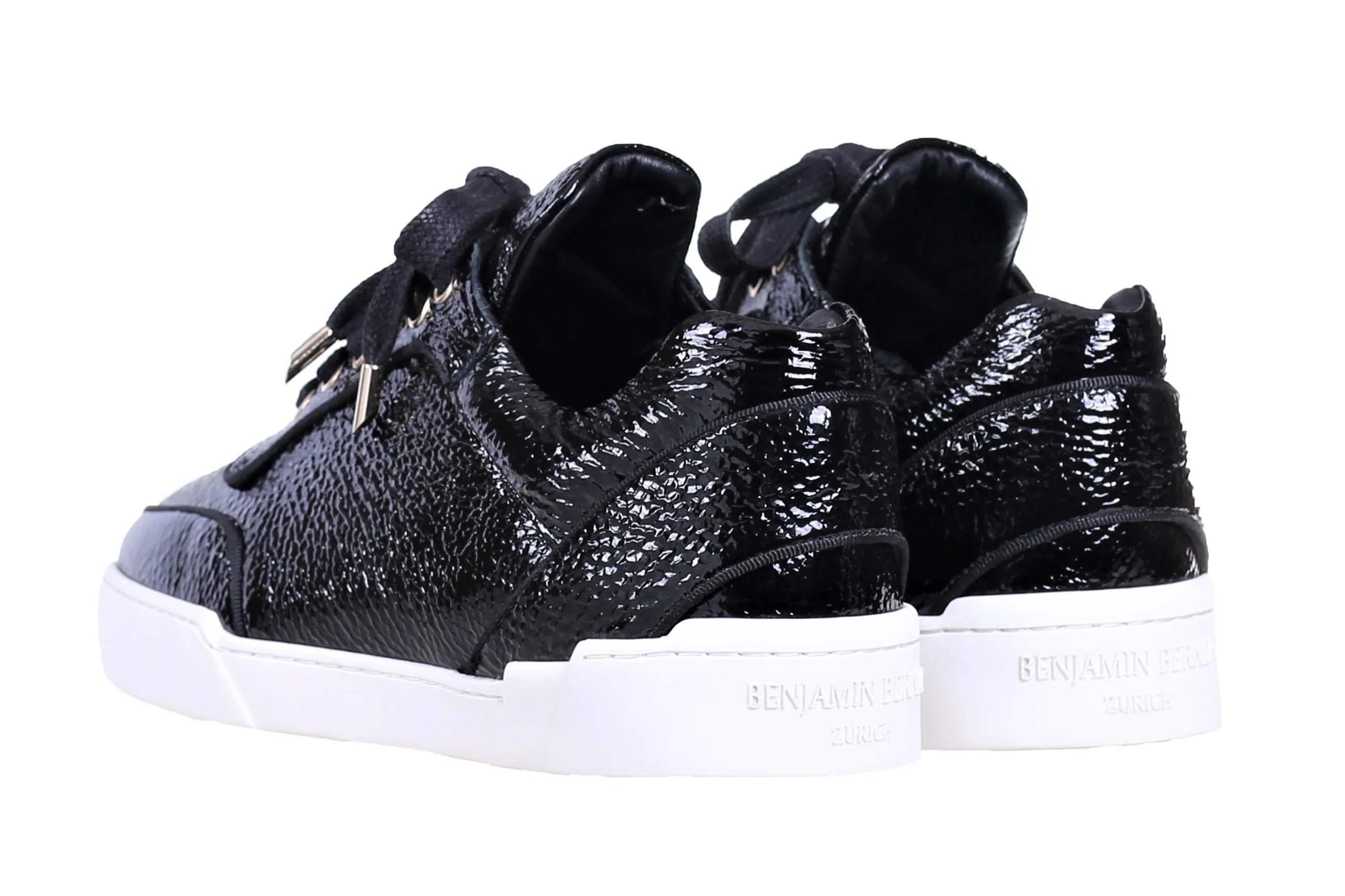 Low-Top BLACK WASHED PATENT CALFSKIN WHITE SOLE - Image 3
