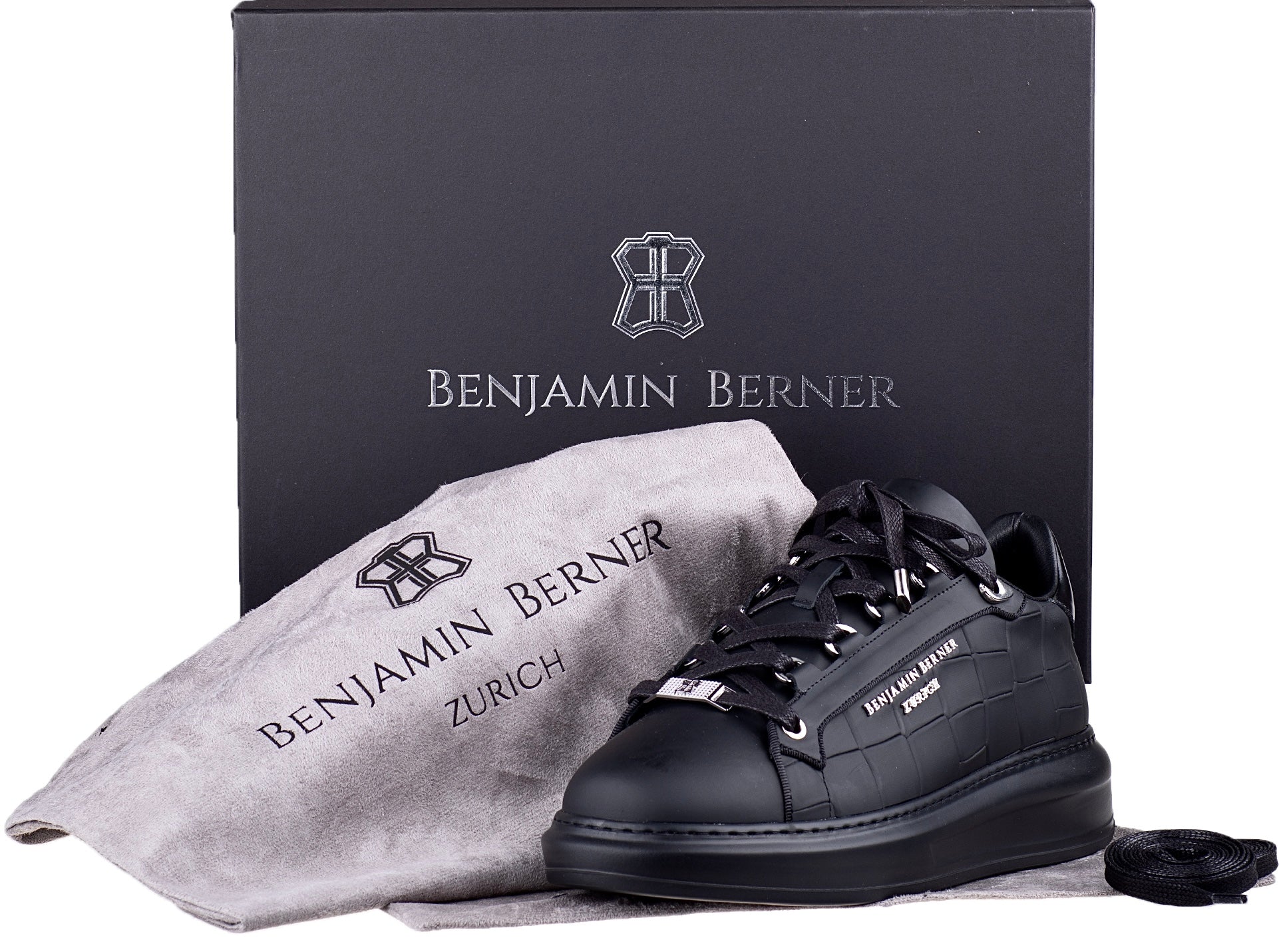 BNJ ACHILLE ALL BLACK MATT CROCODILE - Image 4