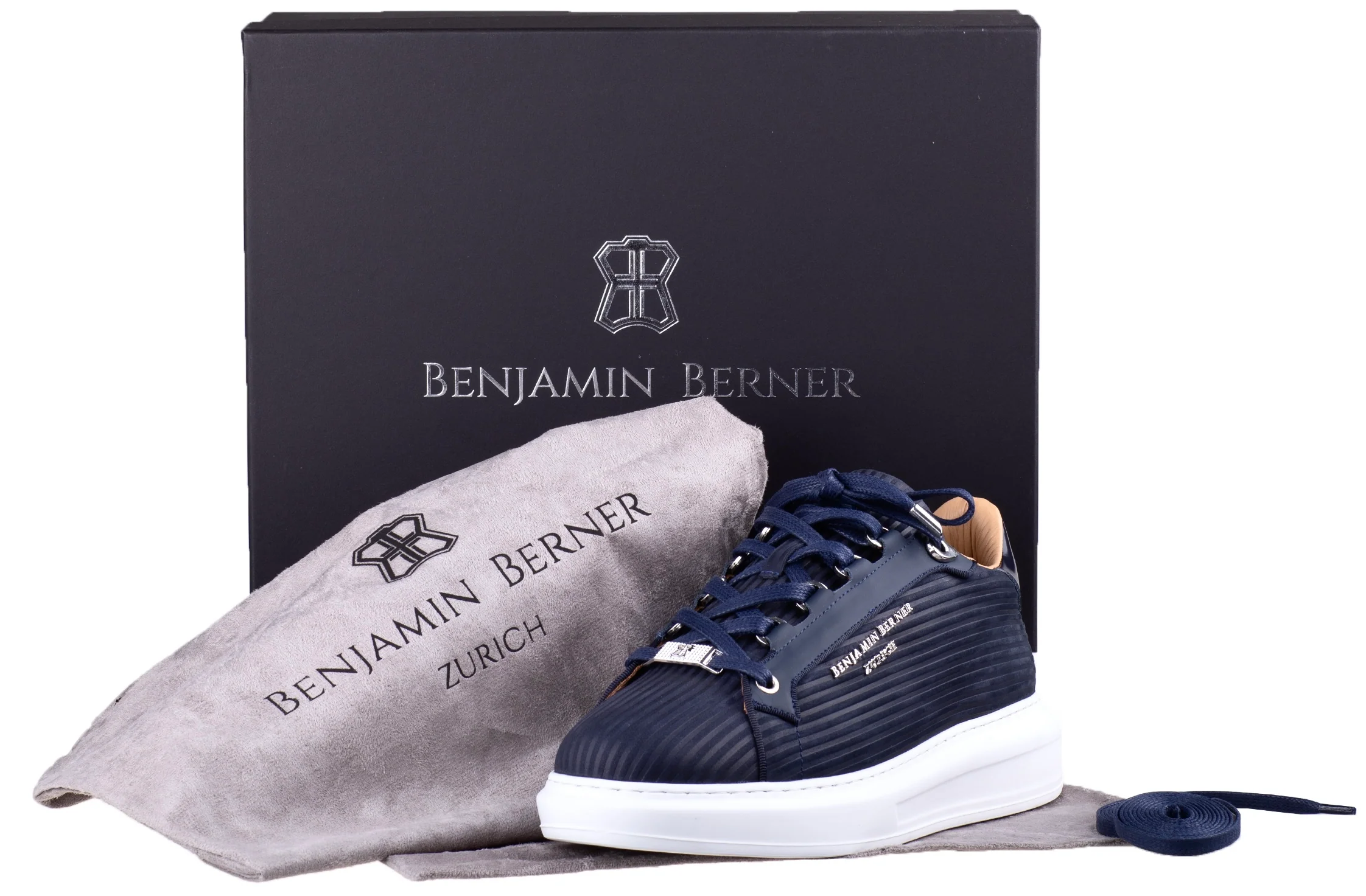 BNJ ACHILLE NAVY 3D STRIPED  NUBUCK - Image 4