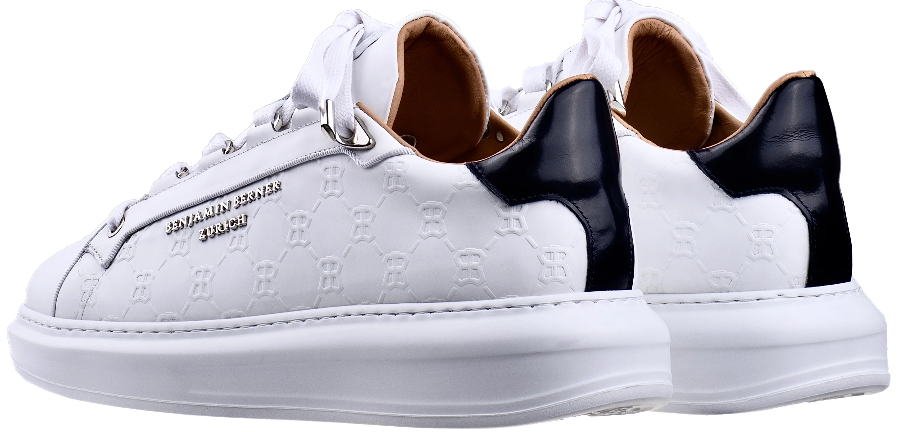BNJ ACHILLE ALL WHITE MONOGRAM EMBOSSED MATT NAPPA - Image 3