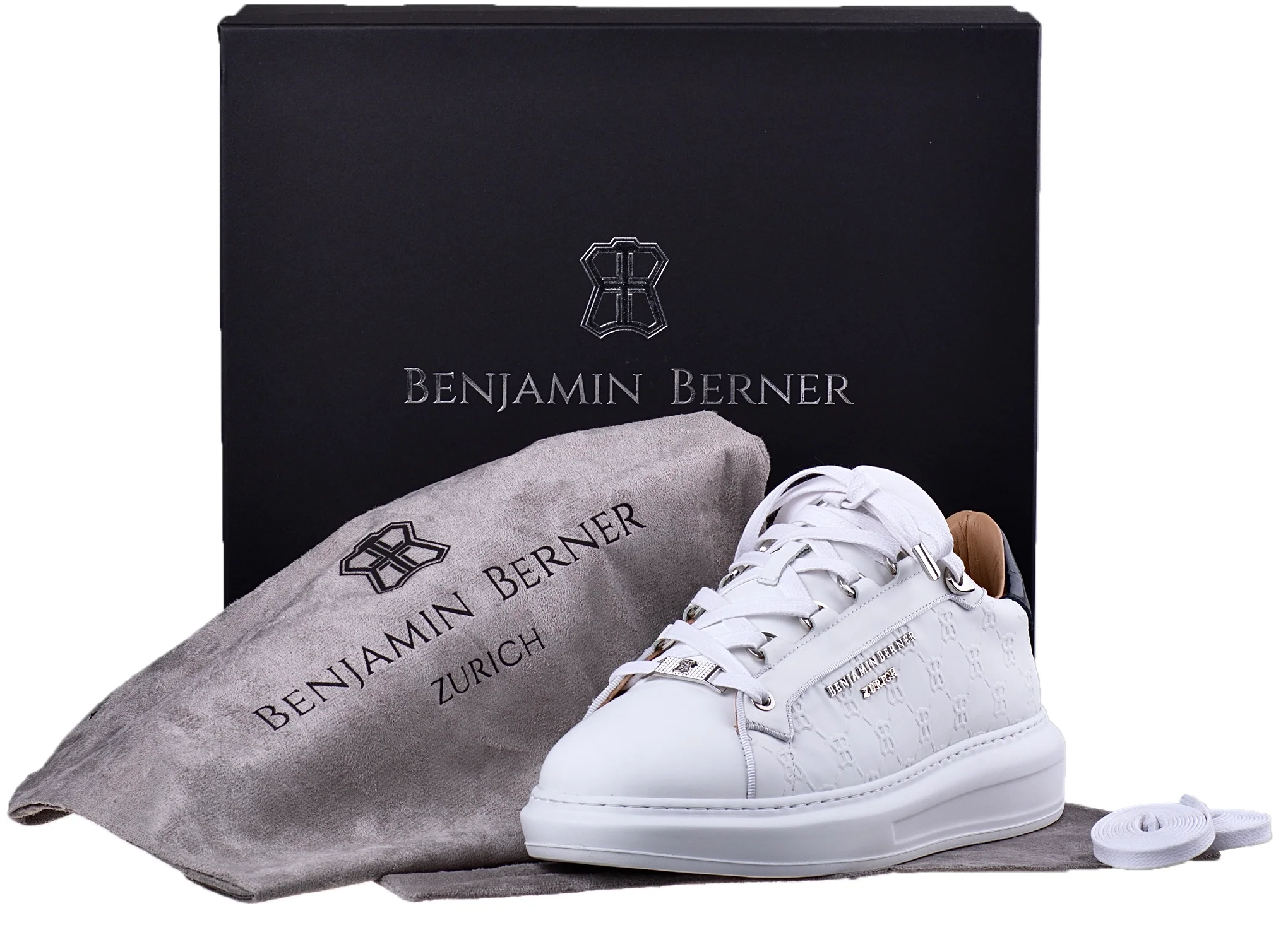 BNJ ACHILLE ALL WHITE MONOGRAM EMBOSSED MATT NAPPA - Image 4