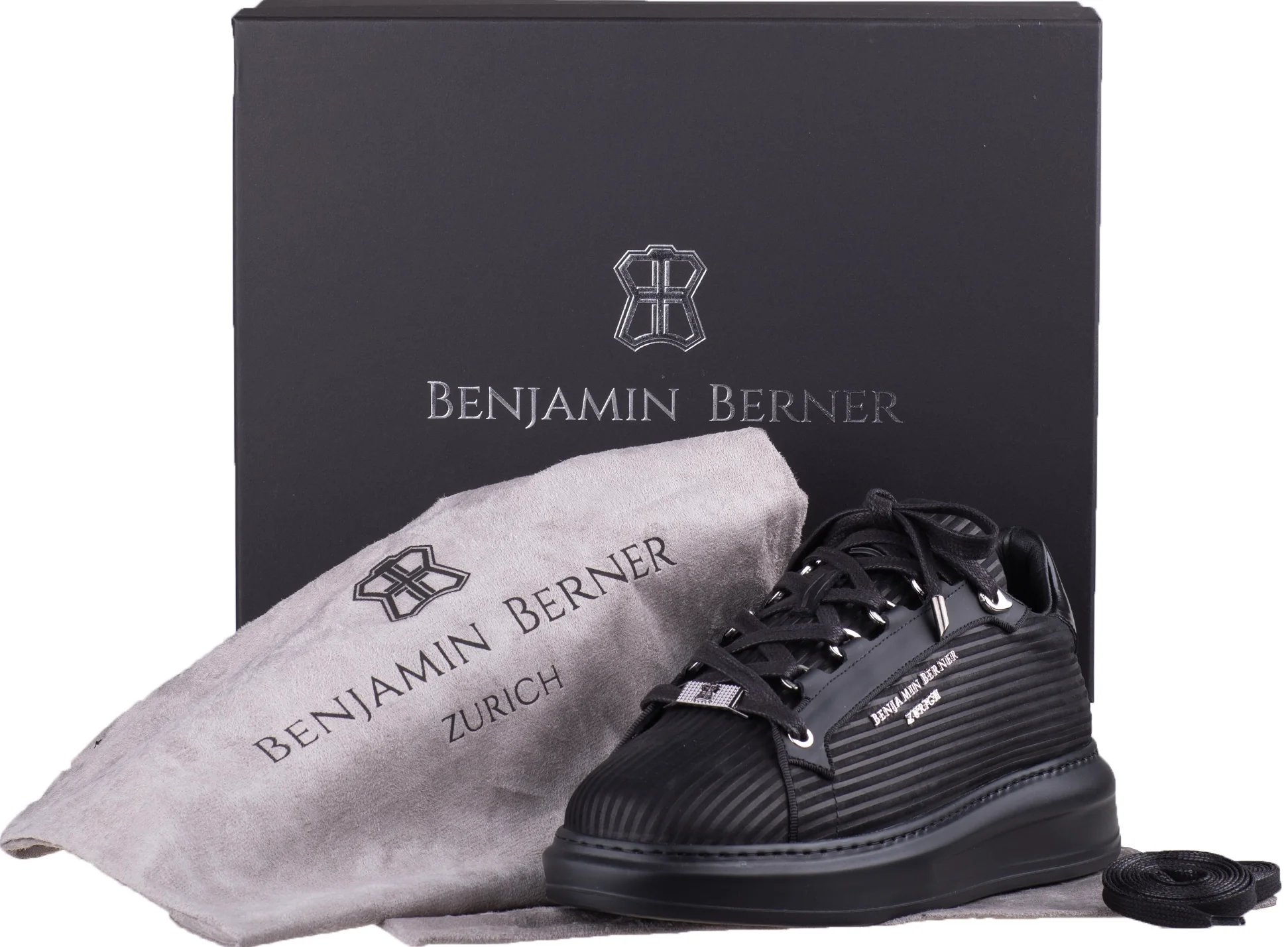 BNJ ACHILLE ALL BLACK 3D STRIPED  NUBUCK - Image 4