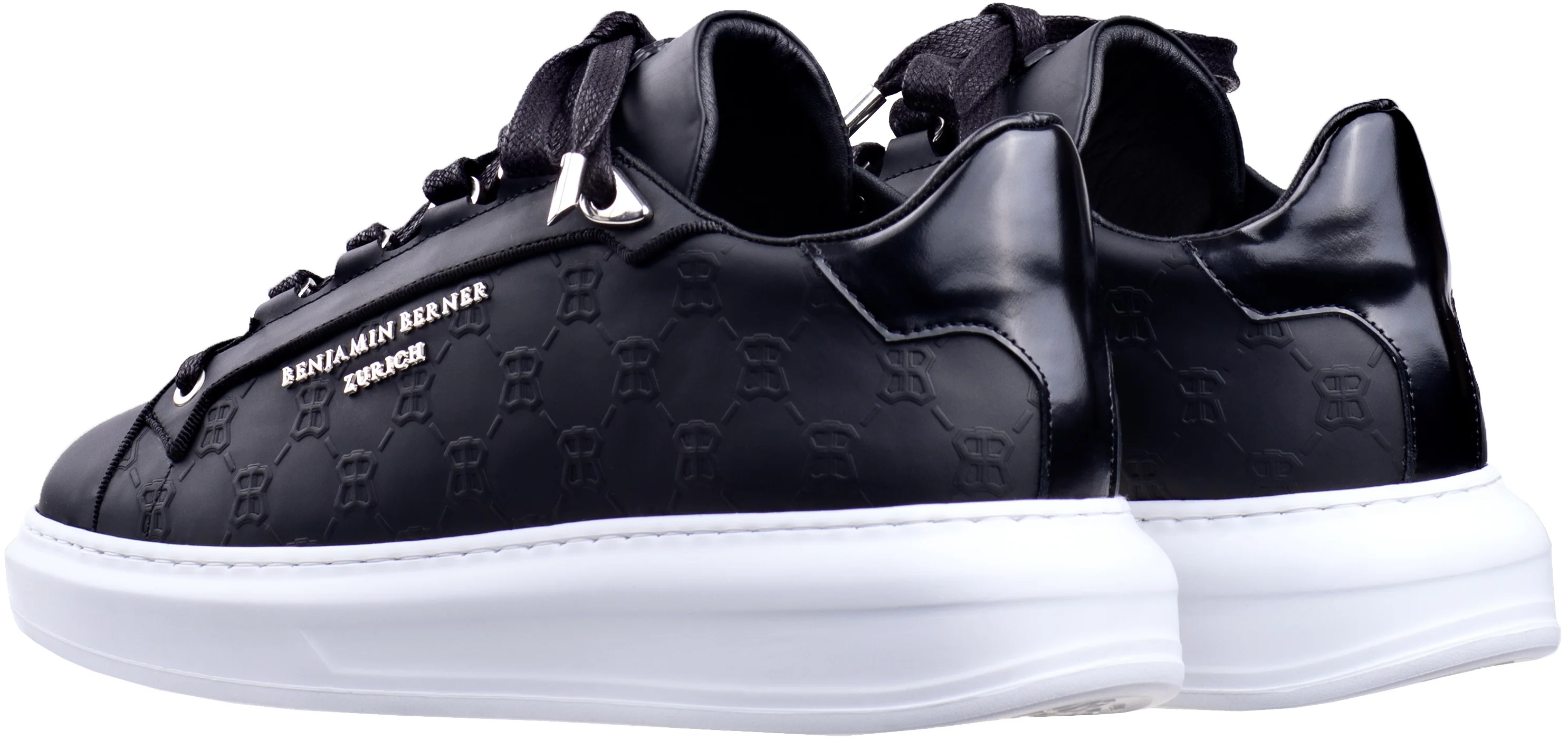 BNJ ACHILLE BLACK MONOGRAM EMBOSSED MATT NAPPA - Image 3