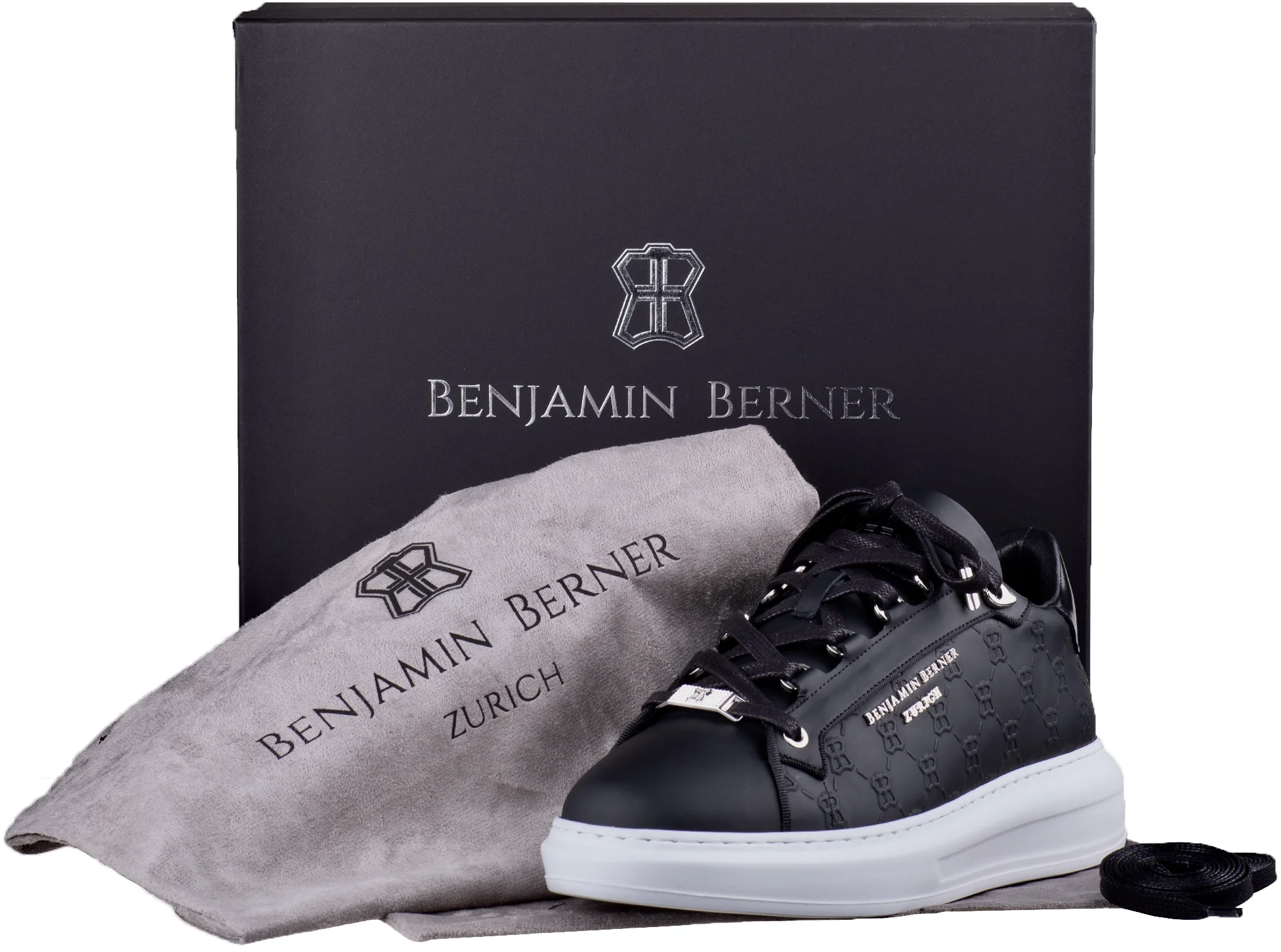 BNJ ACHILLE BLACK MONOGRAM EMBOSSED MATT NAPPA - Image 4
