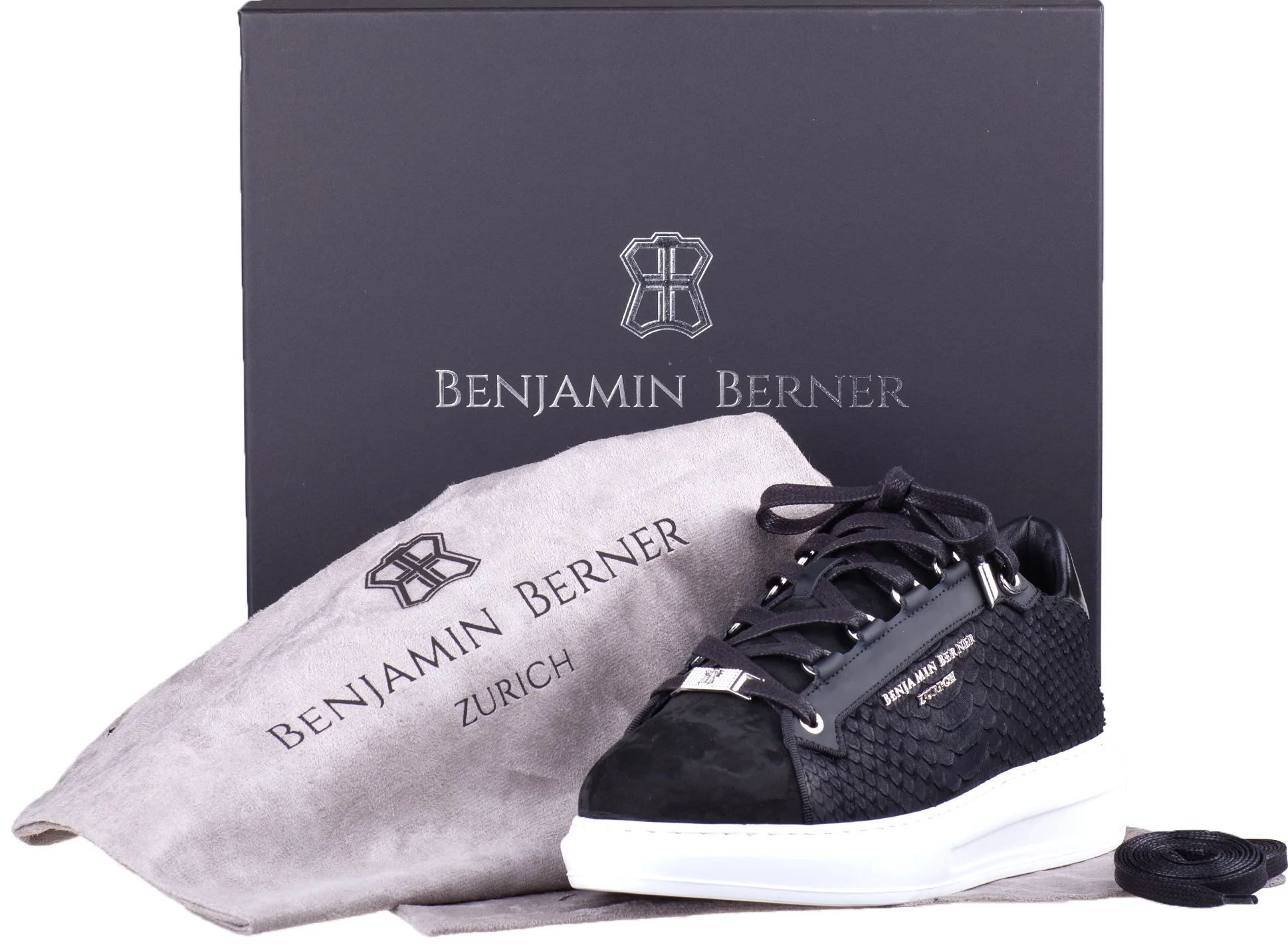 BNJ ACHILLE BLACK PYTHON CUT NUBUCK - Image 4