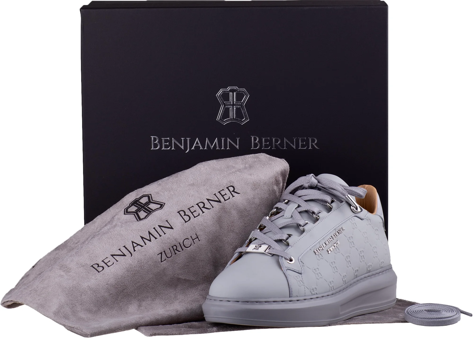 BNJ ACHILLE ICE GREY MONOGRAM EMBOSSED MATT NAPPA - Image 4