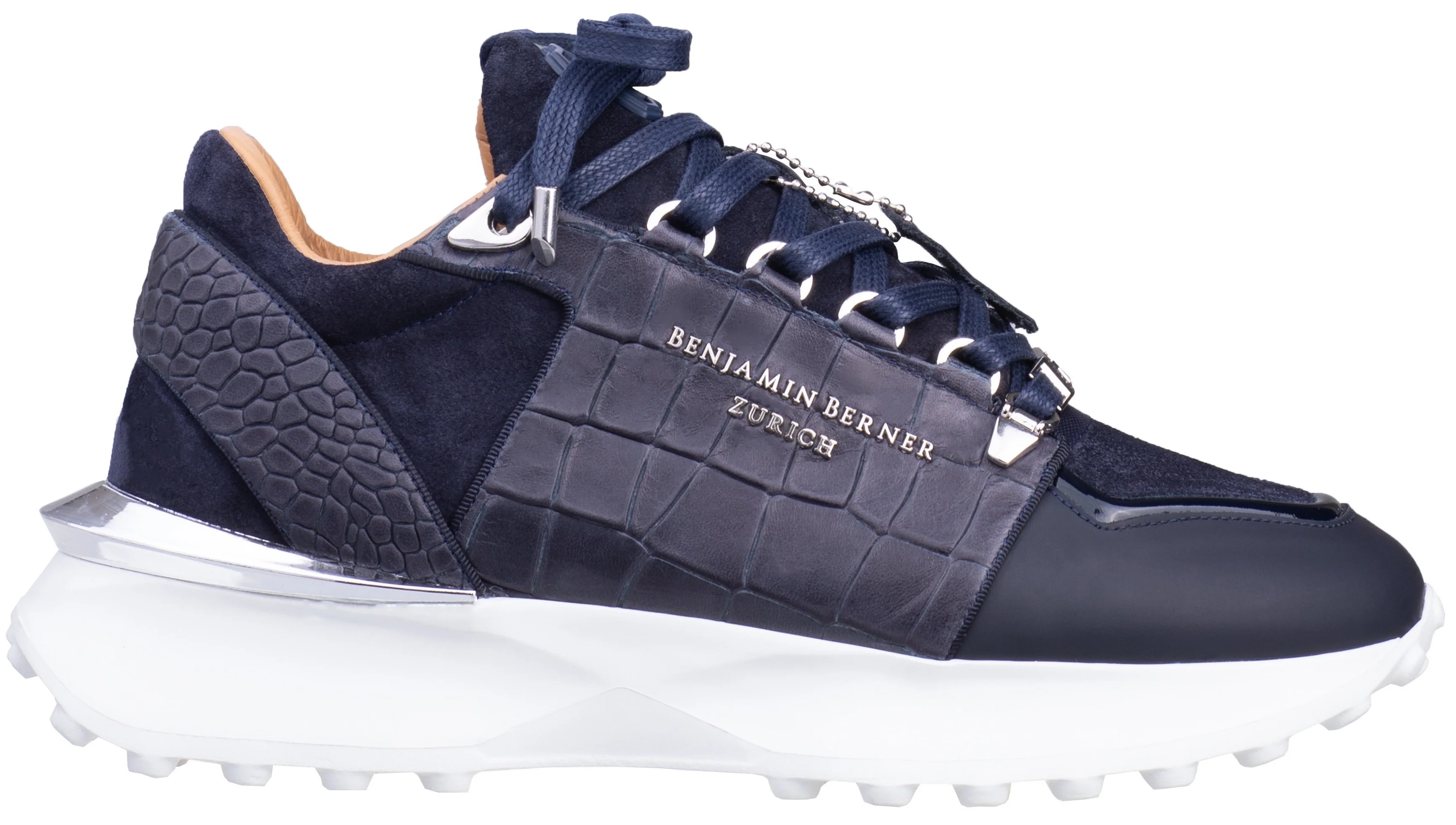 BNJ AGON NAVY BLUE CROCODILE EFFECT - SUEDE - Image 2