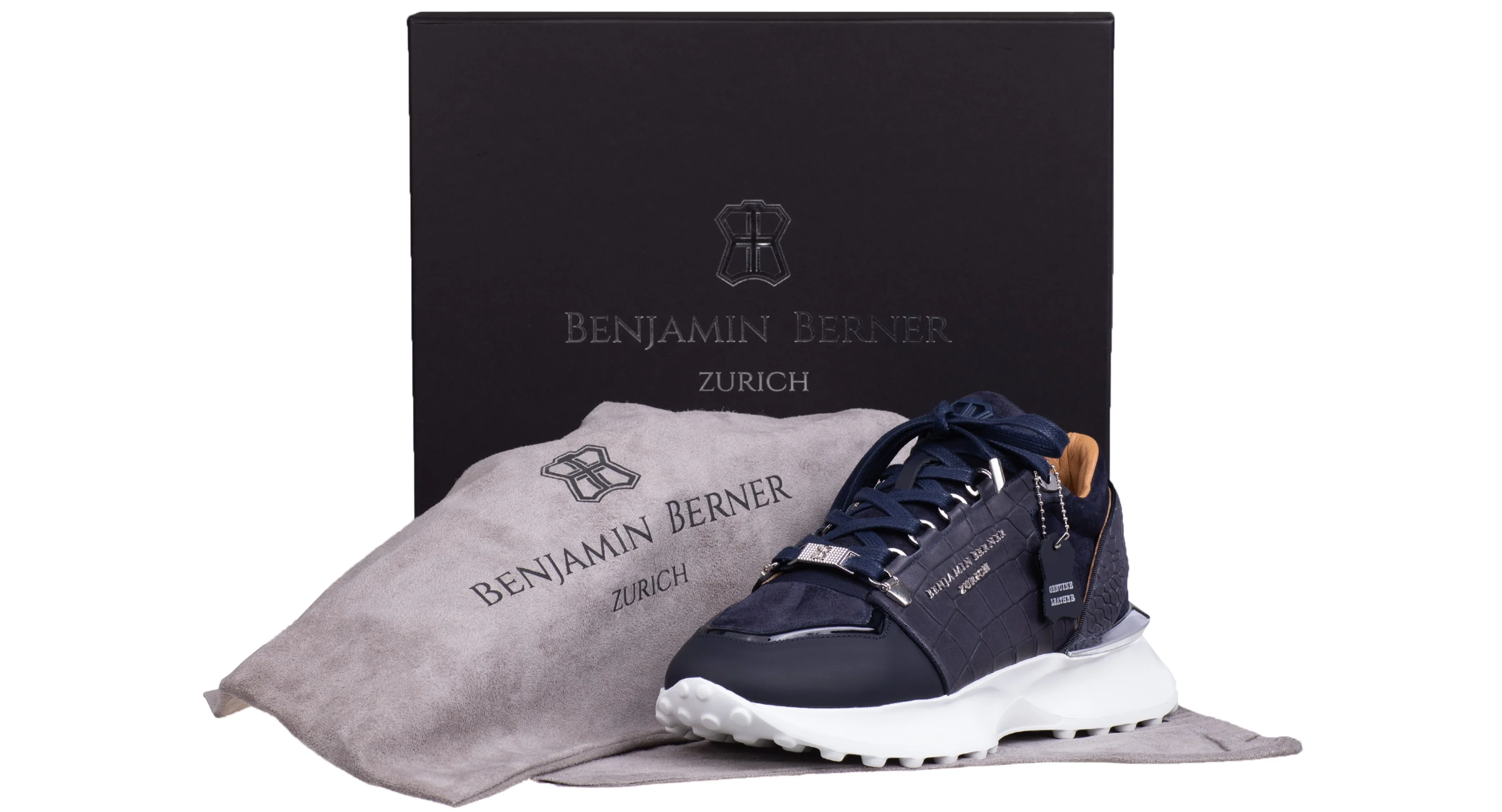 BNJ AGON NAVY BLUE CROCODILE EFFECT - SUEDE - Image 3