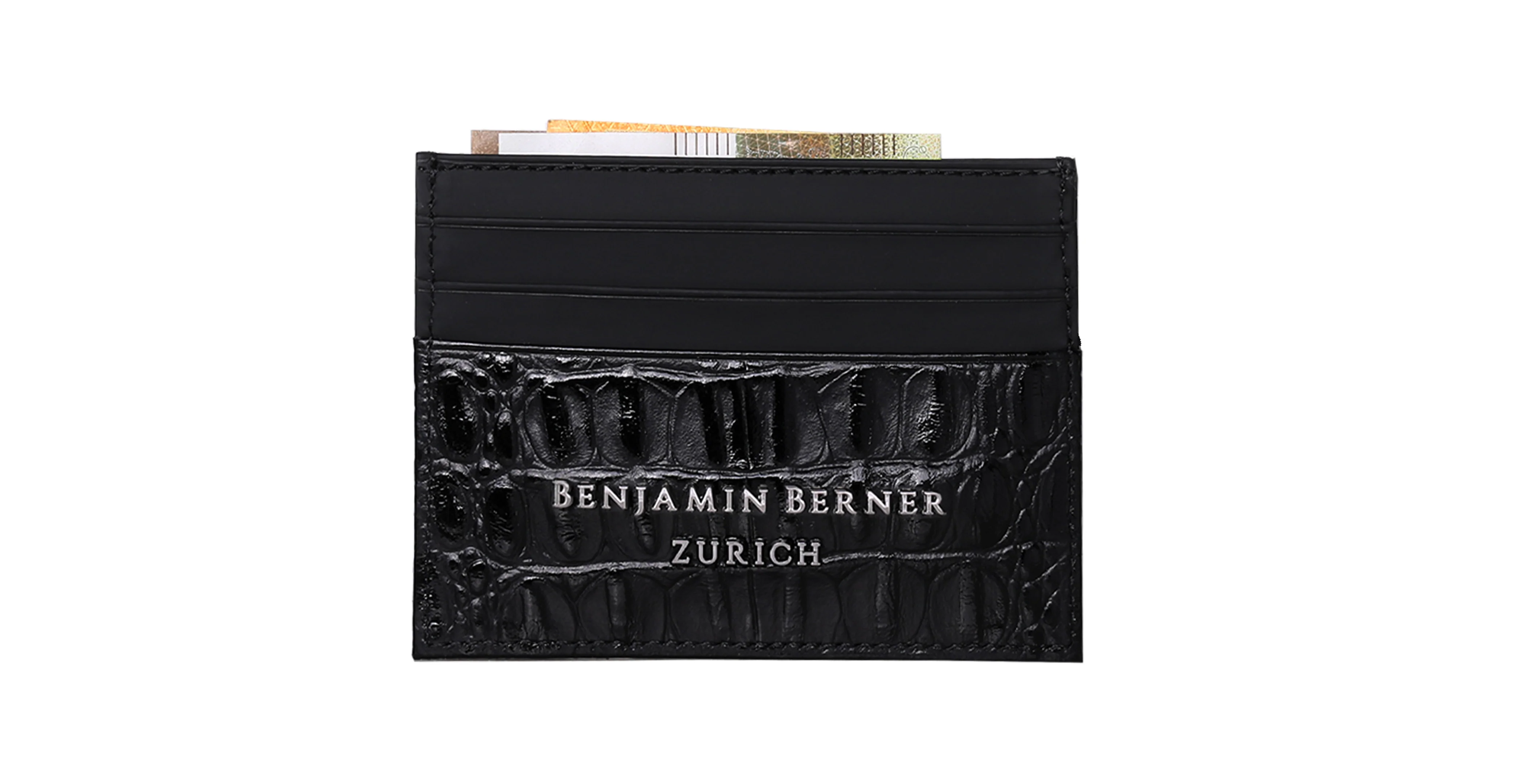 BNJ CARDHOLDER BLACK ALLIGATOR EFFECT  CALFSKIN - Image 2