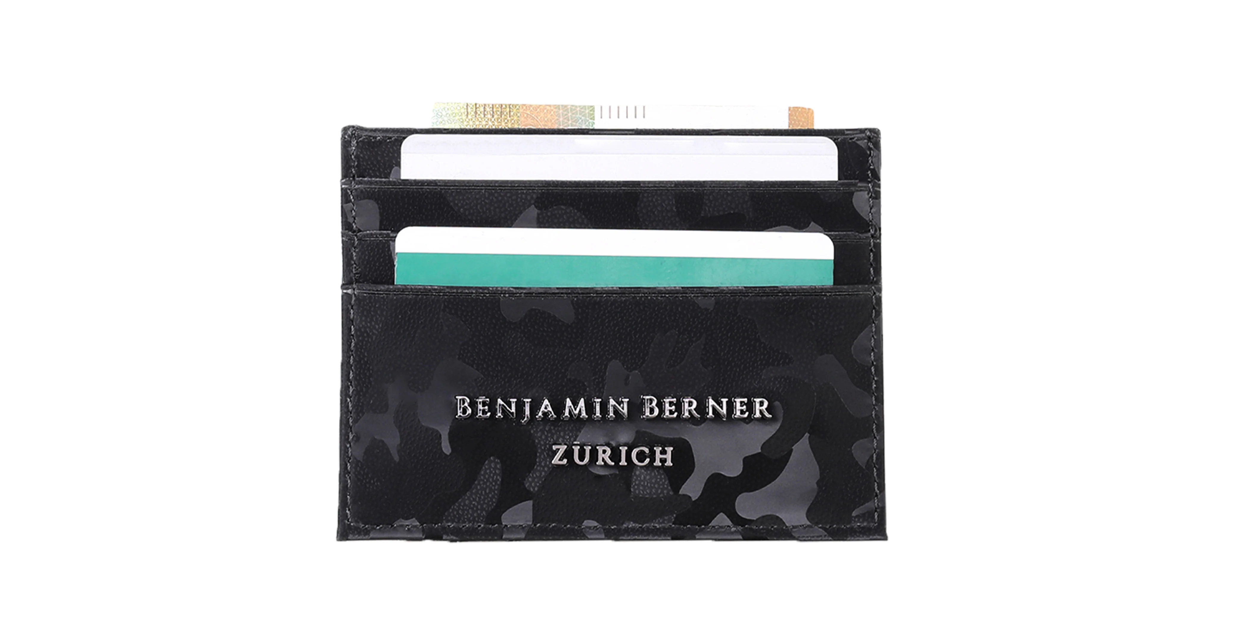 BNJ CARDHOLDER BLACK REFLECTIVE CAMOUFLAGE CALFSKIN - Image 2