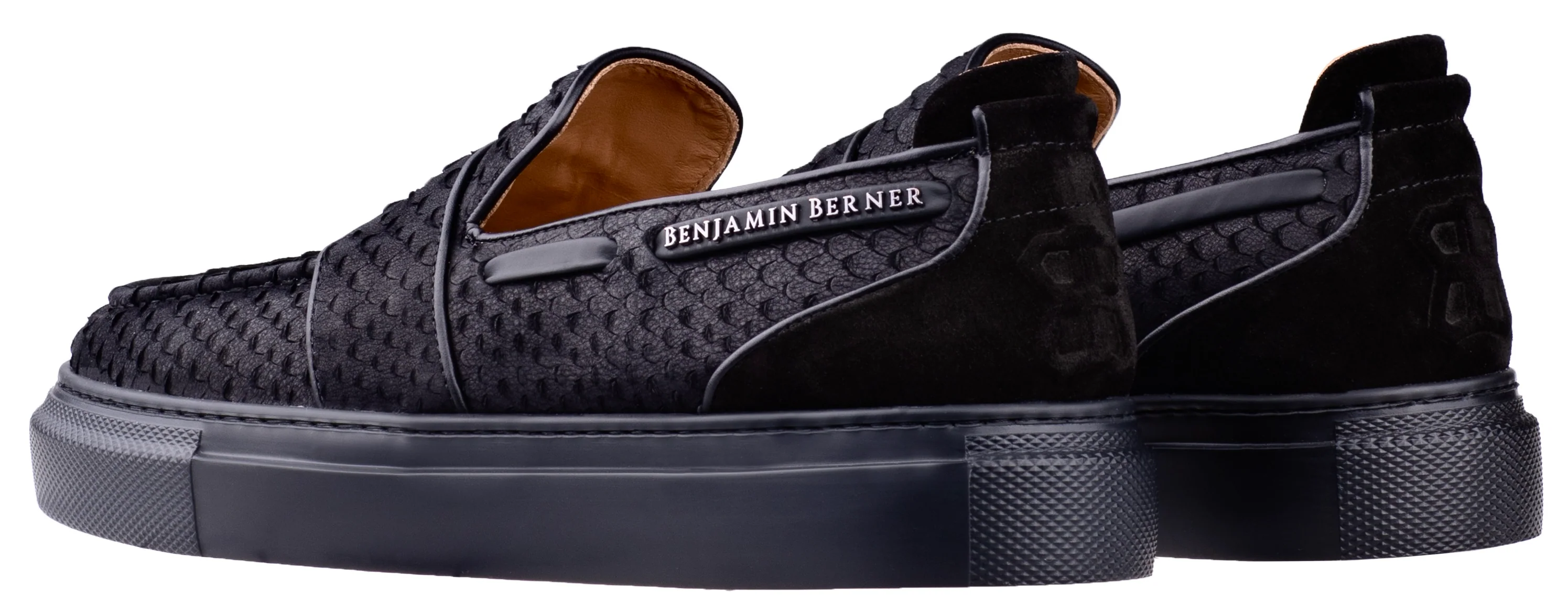 BNJ ENZO BLACK PYTHON CUT NUBUCK PENNY LOAFER - Image 3