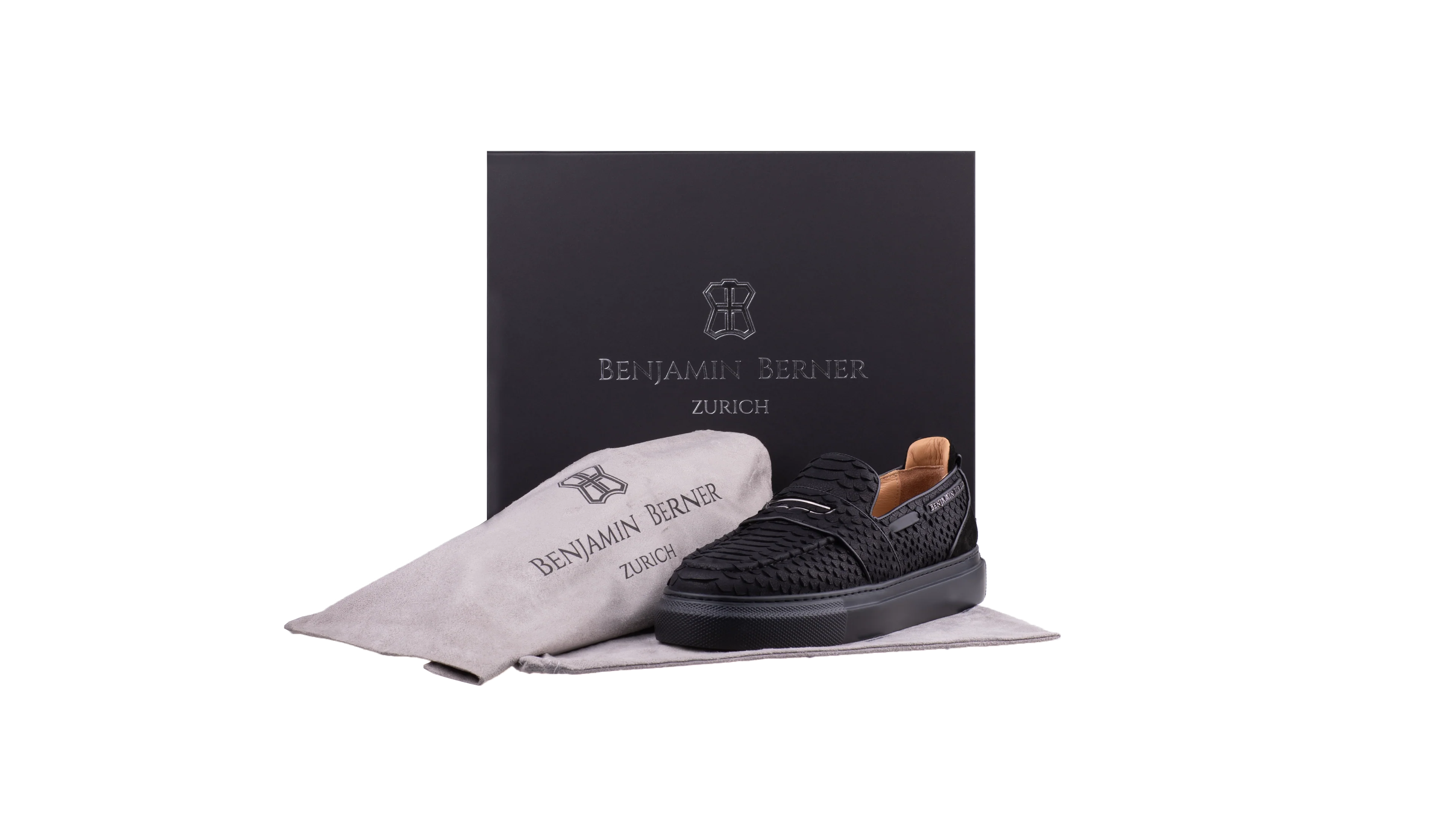BNJ ENZO BLACK PYTHON CUT NUBUCK PENNY LOAFER - Image 4