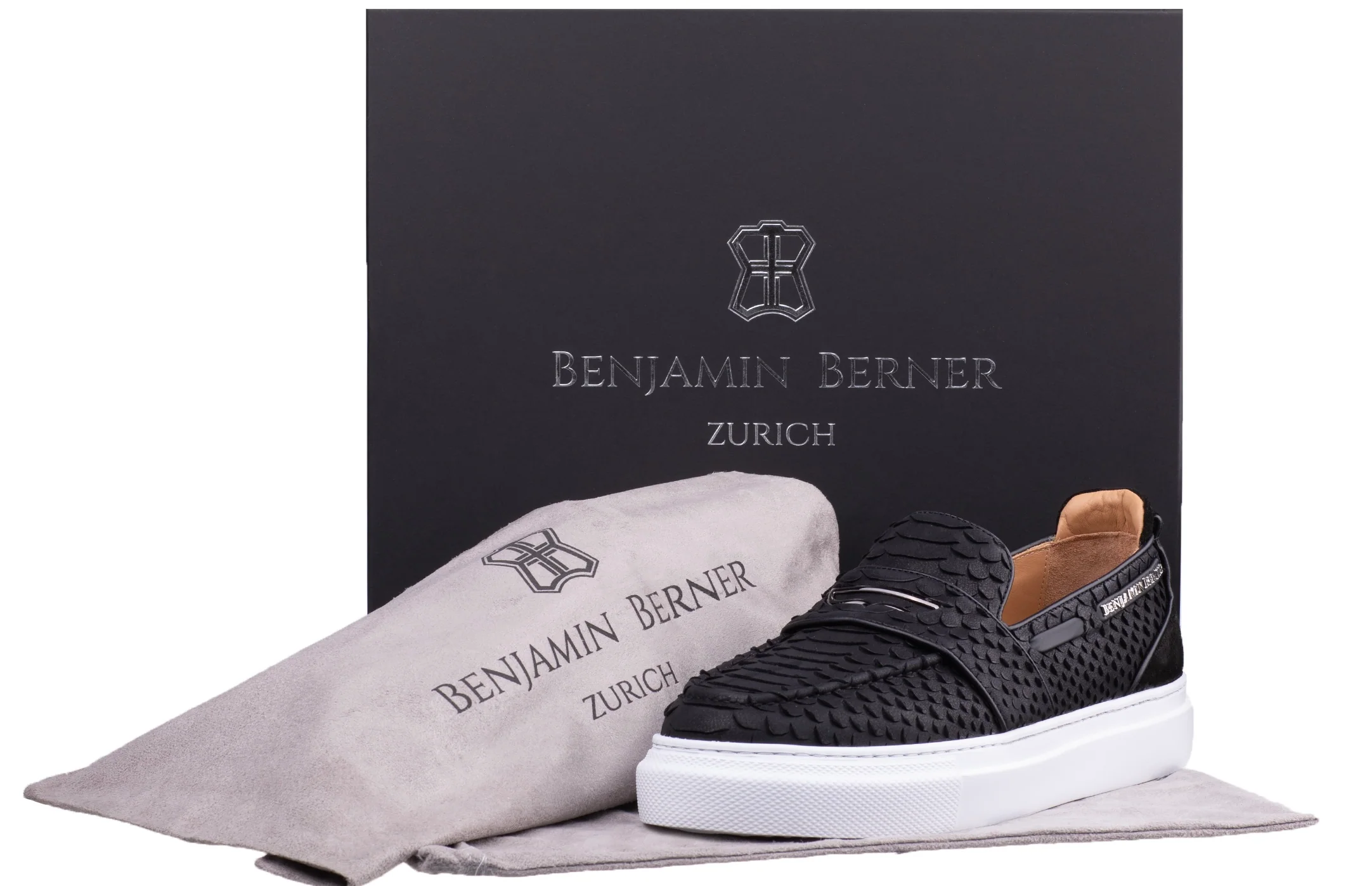 BNJ ENZO BLACK PYTHON CUT NUBUCK PENNY LOAFER - Image 3