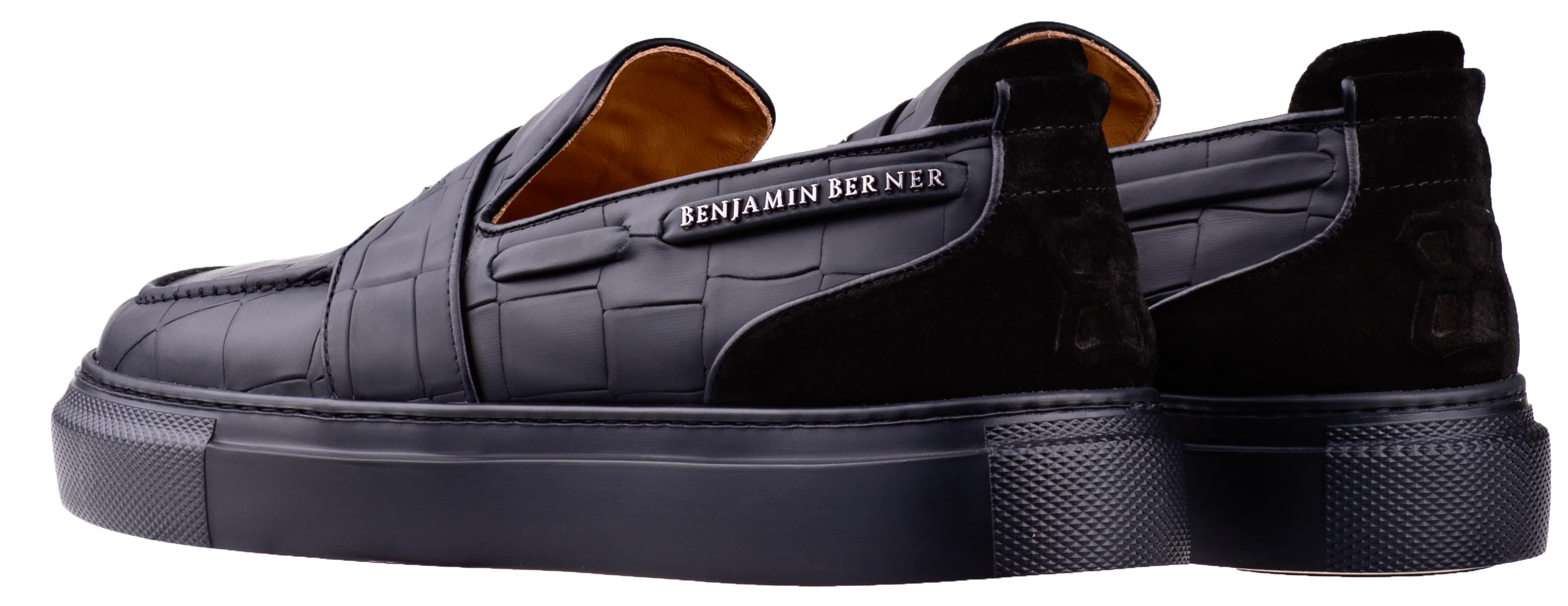 BNJ ENZO BLACK CROCODILE EFFECT CALFSKIN PENNY LOAFER - Image 3