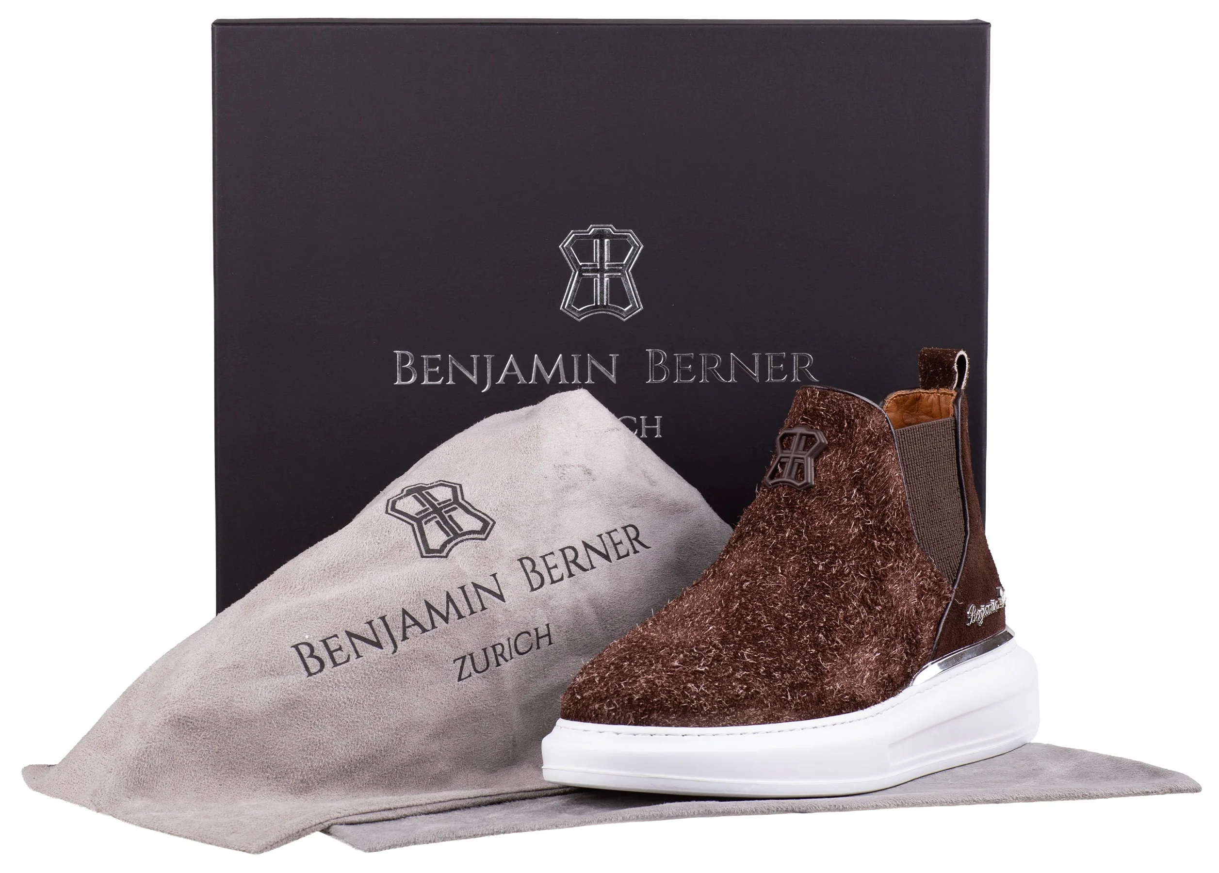 BNJ LEO BROWN FUZZY SUEDE CHELSEA SNEAKERS - Image 3