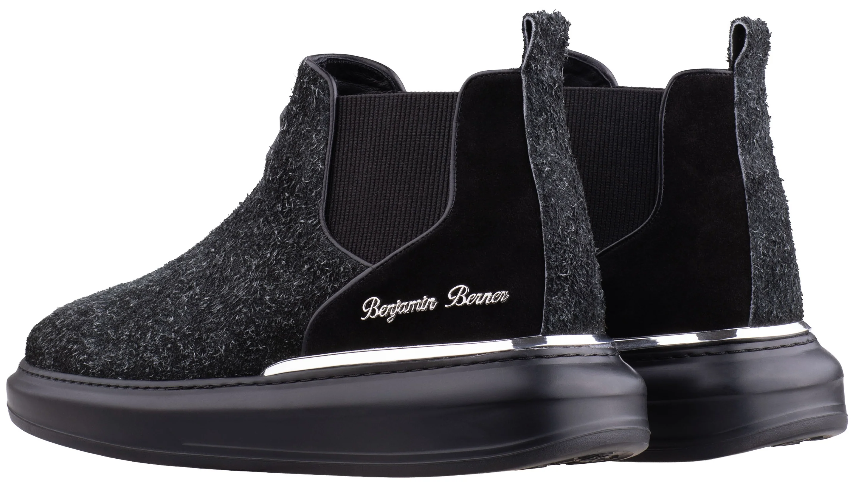 BNJ LEO DEEP CHARCOAL FUZZY SUEDE CHELSEA SNEAKERS - Image 3