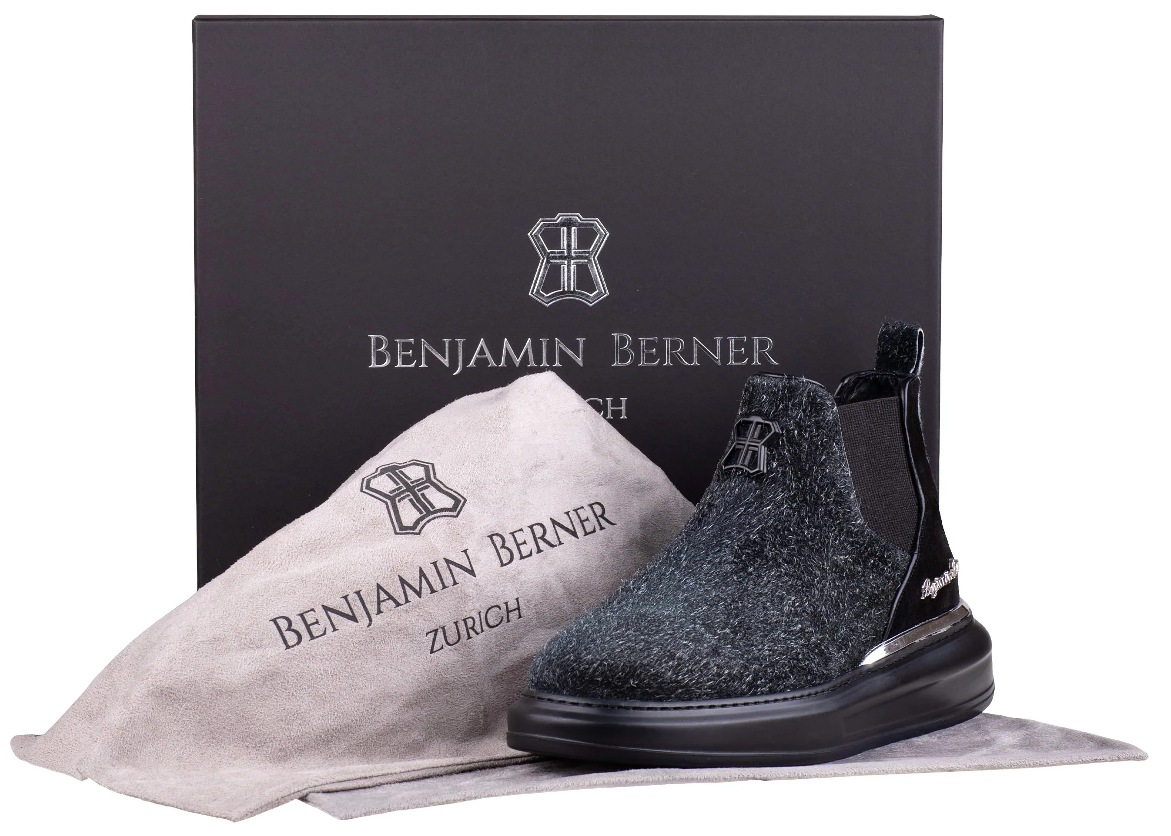 BNJ LEO DEEP CHARCOAL FUZZY SUEDE CHELSEA SNEAKERS - Image 4