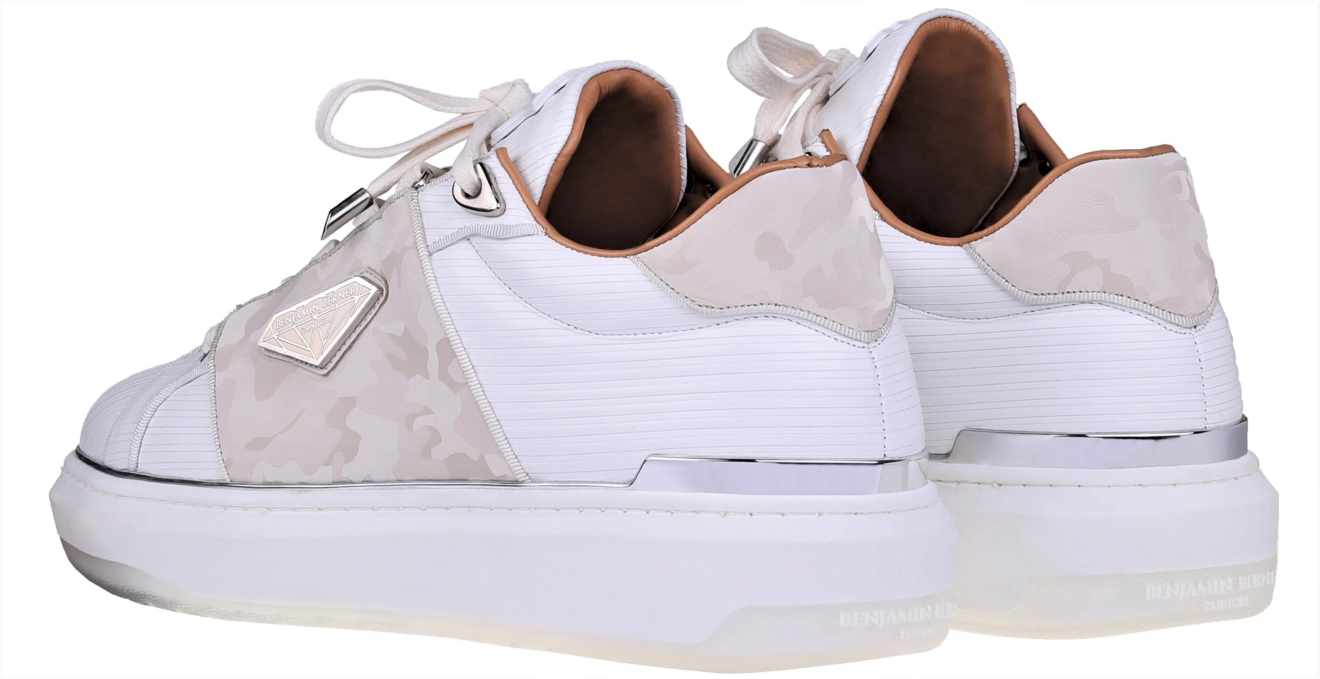BNJ LUCAS Low-Top  3D STRIPED WHITE NAPPA- MARBLE REFLECTIVE CAMOUFLAGE - Image 3