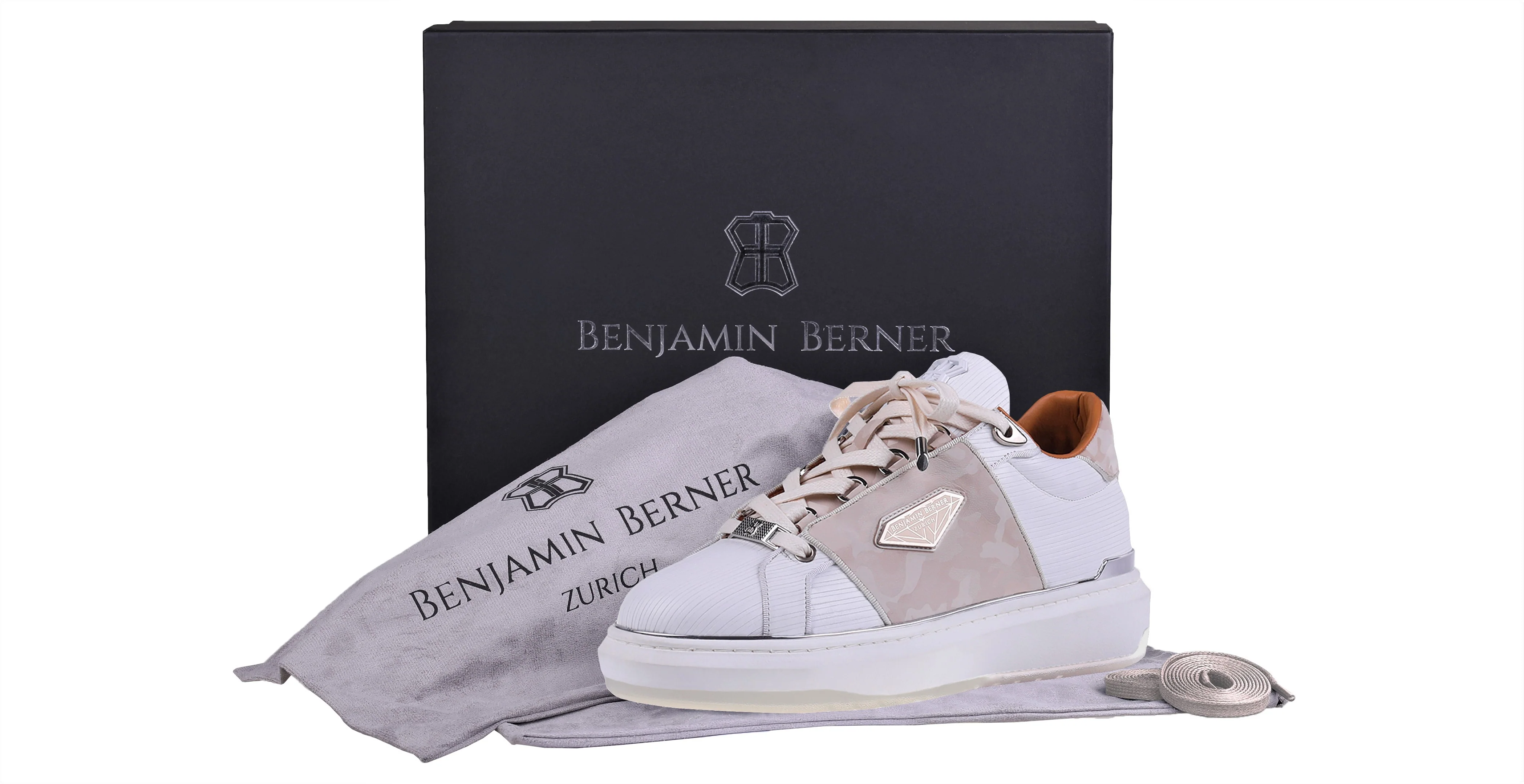 BNJ LUCAS Low-Top  3D STRIPED WHITE NAPPA- MARBLE REFLECTIVE CAMOUFLAGE - Image 4
