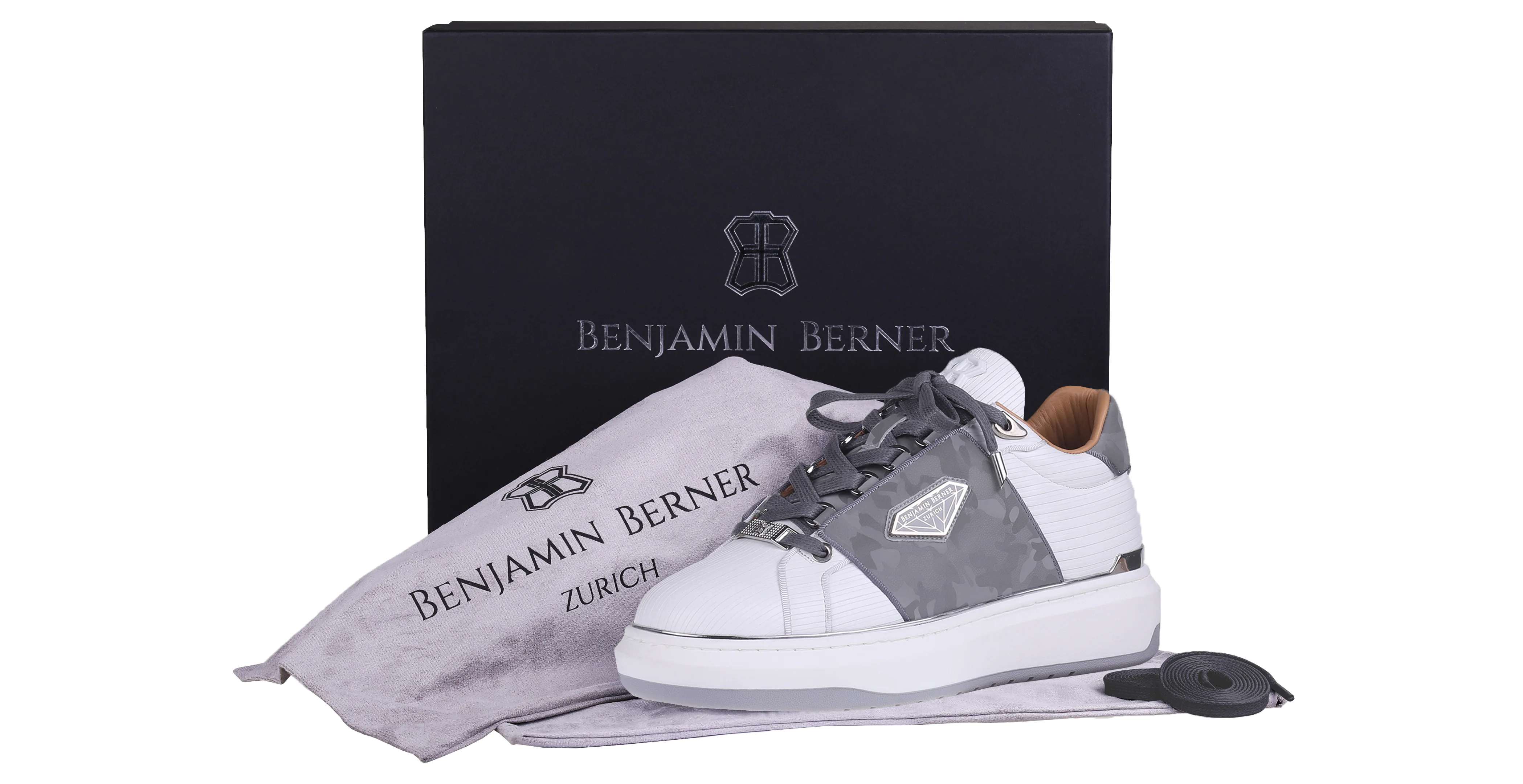 BNJ LUCAS Low-Top WHITE 3D STRIPED-GREY REFLECTIVE CAMOUFLAGE - Image 3
