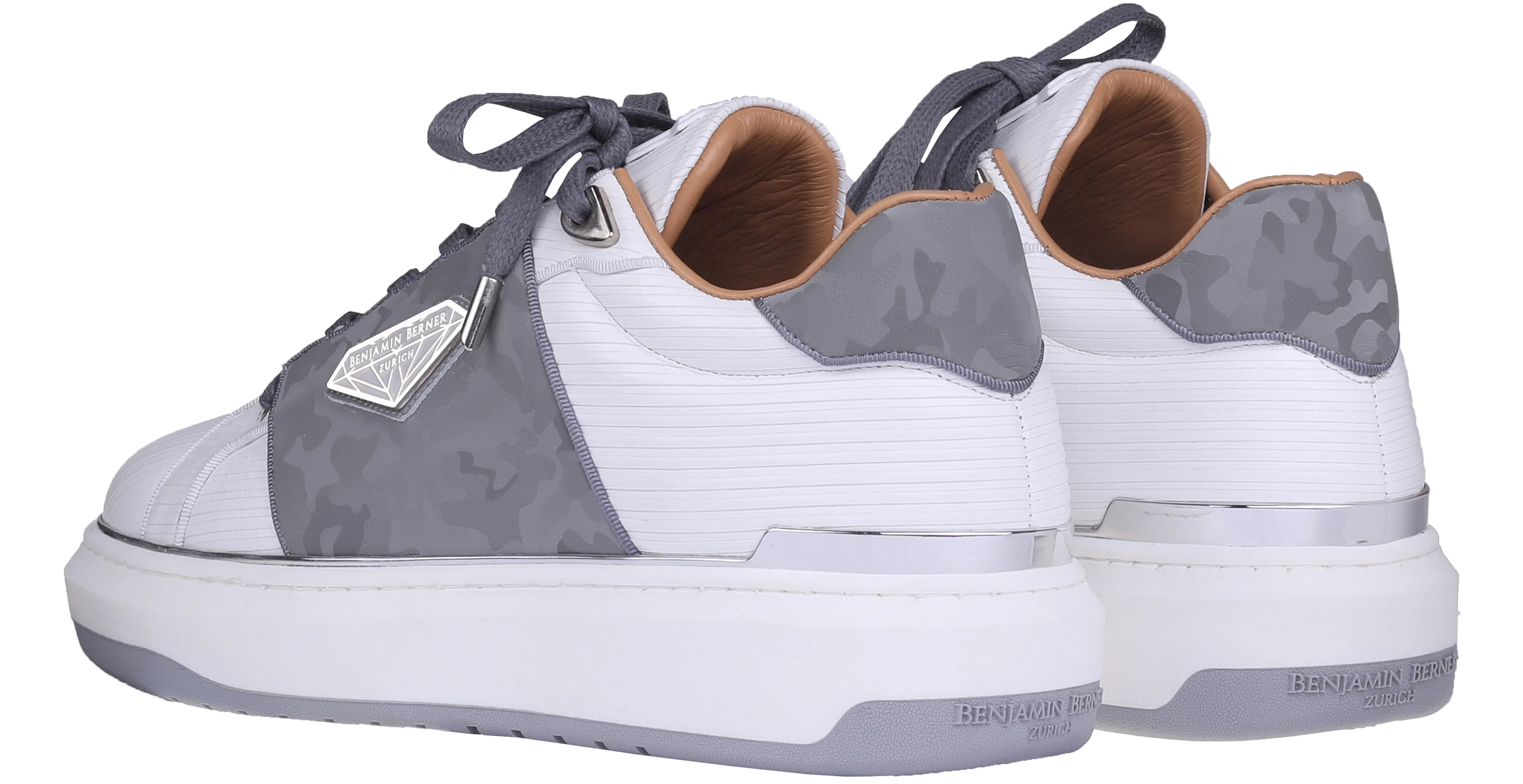 BNJ LUCAS Low-Top WHITE 3D STRIPED-GREY REFLECTIVE CAMOUFLAGE - Image 5