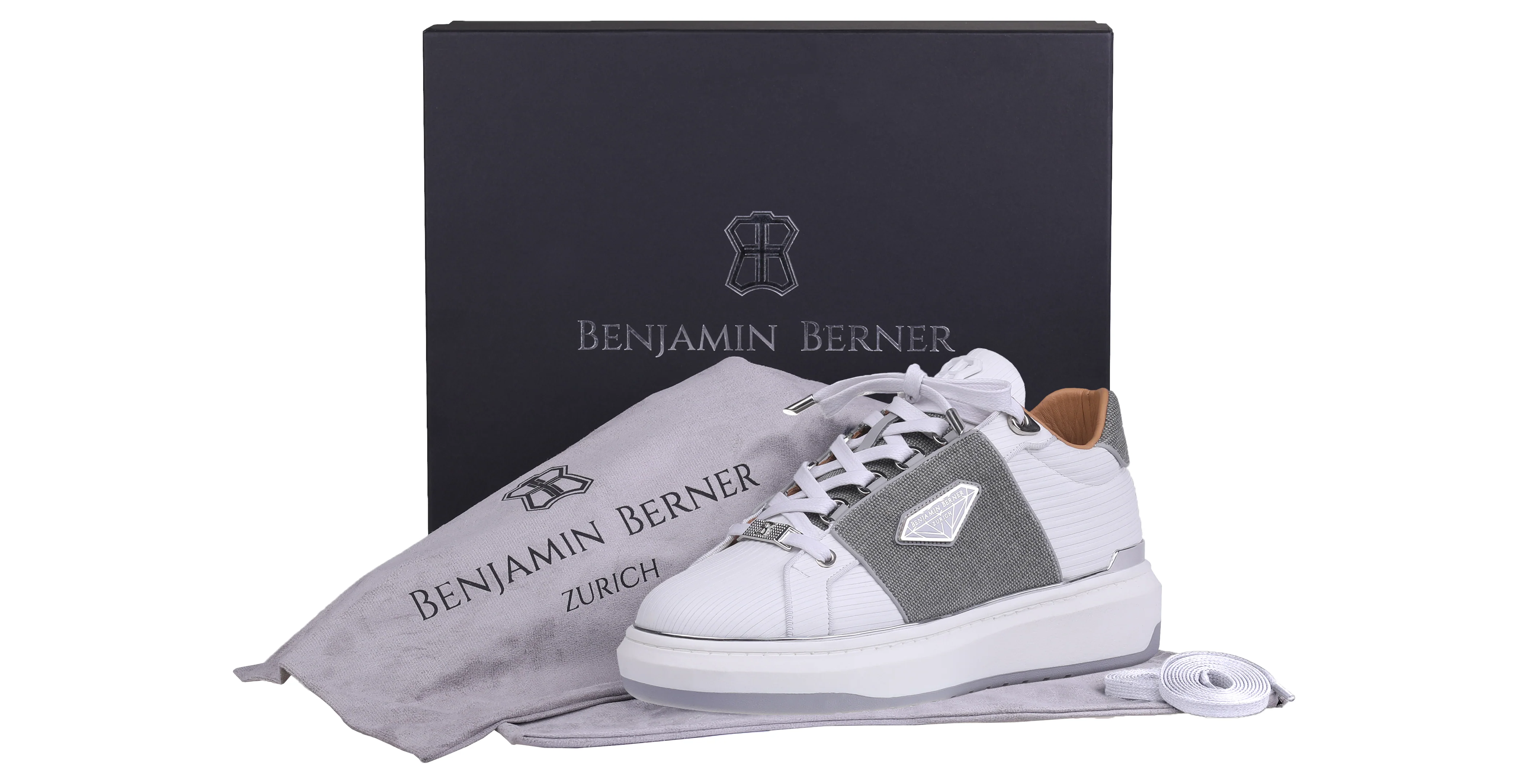 BNJ LUCAS Low-Top  WHITE 3D STRIPED-GREY WAXED JEAN - Image 4