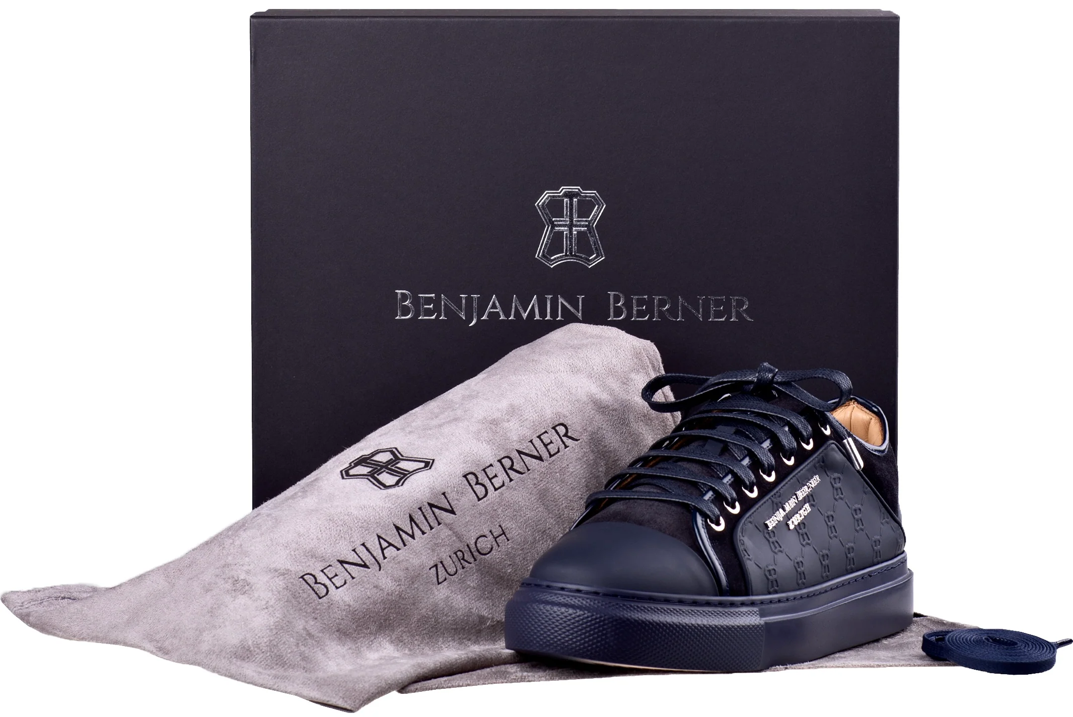 BNJ ODIN MIDNIGHT BLUE  MONOGRAM EMBOSSED MATT NAPPA - Image 4