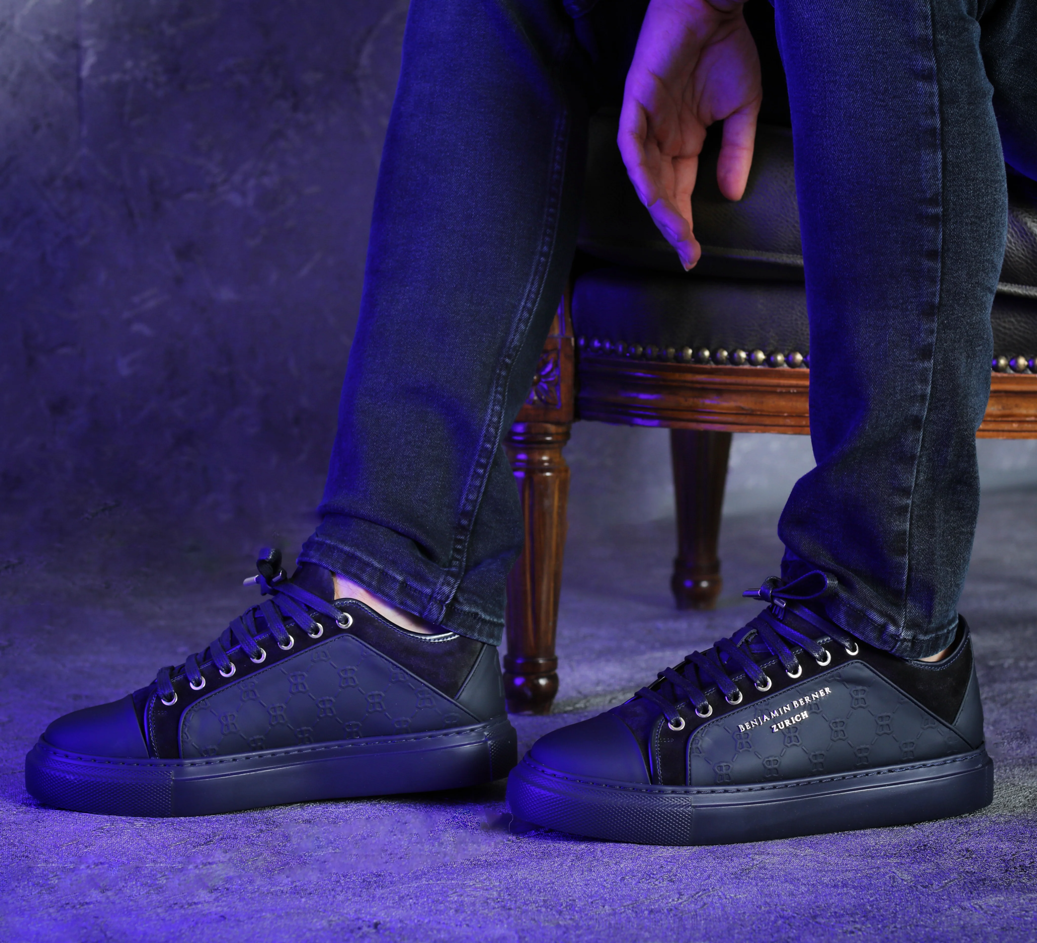 BNJ ODIN MIDNIGHT BLUE  MONOGRAM EMBOSSED MATT NAPPA - Image 5