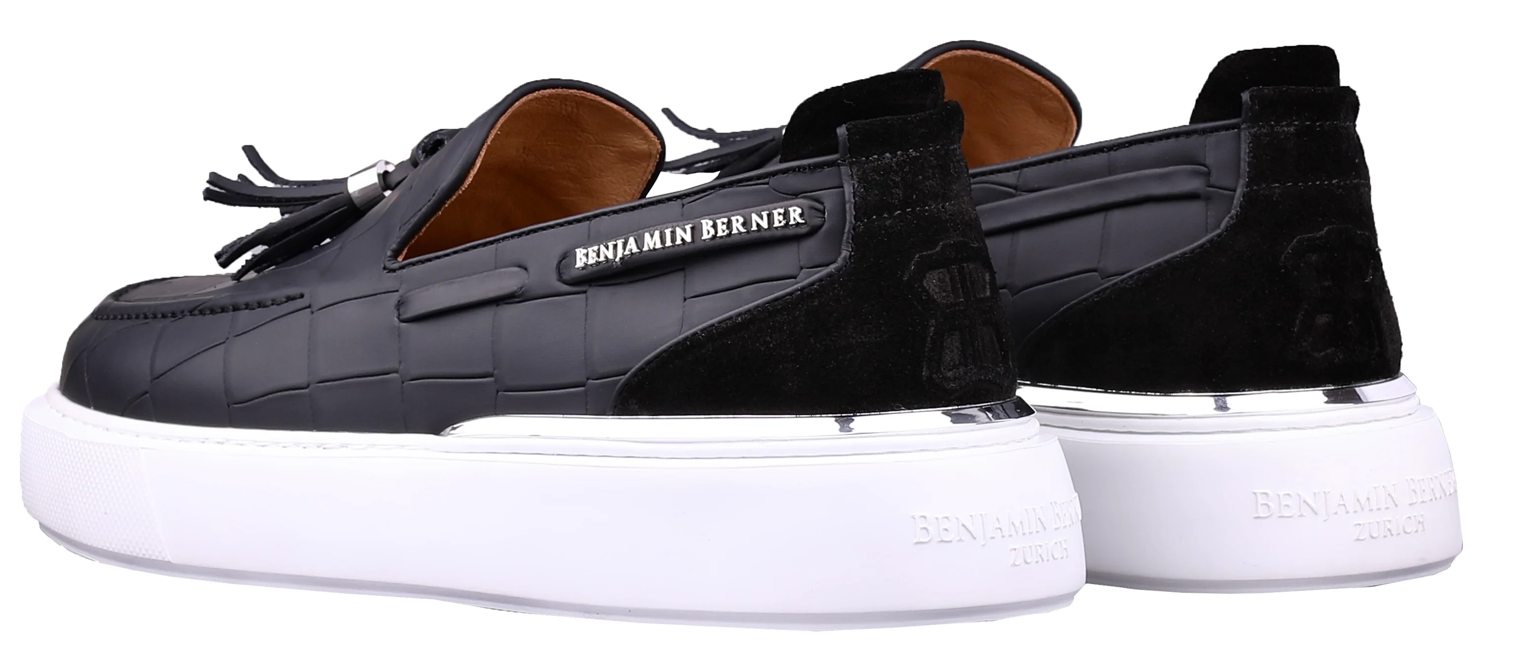 BNJ ORION ALL BLACK MATT CROCODILE  TASSEL LOAFER - Image 3