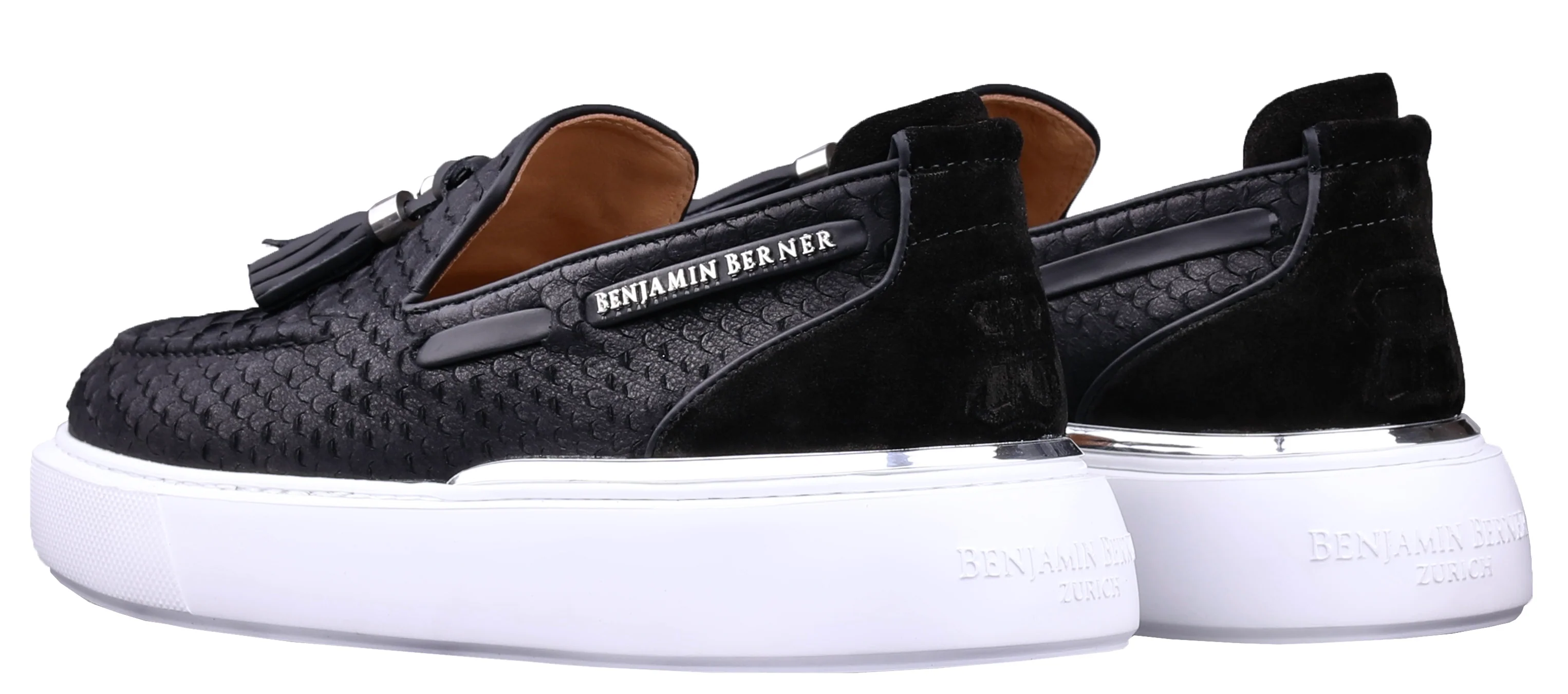 BNJ ORION  BLACK PYTHON CUT  TASSEL LOAFER - Image 3