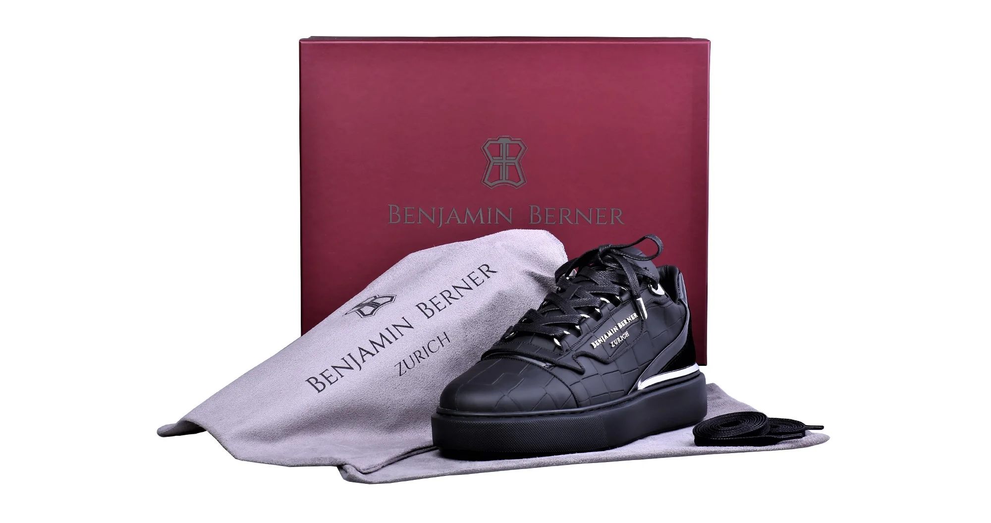 BNJ RAPHAEL Low-Top ALL BLACK  MATT CROCODILE - Image 3