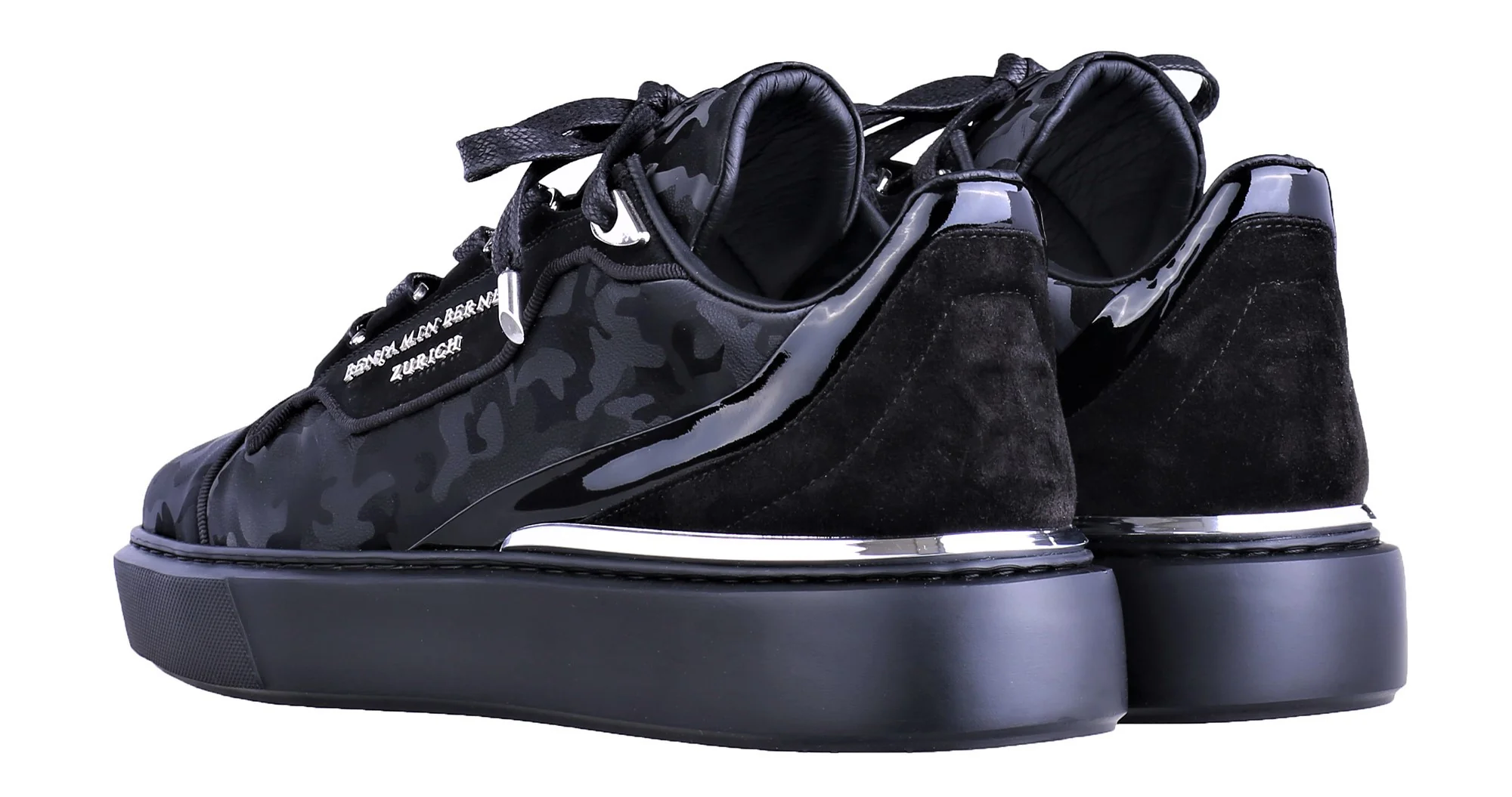 BNJ RAPHAEL Low-Top  ALL BLACK REFLECTIVE CAMOUFLAGE CALFSKIN - Image 3