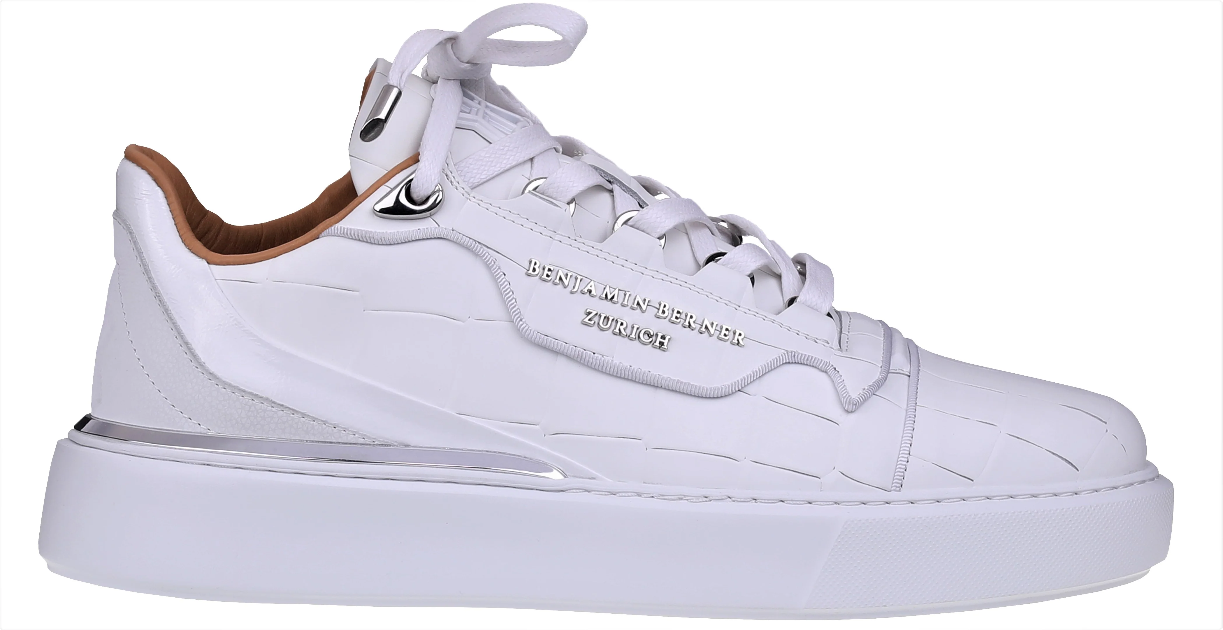 BNJ RAPHAEL Low-Top  ALL WHITE MATT CROCODILE - Image 2