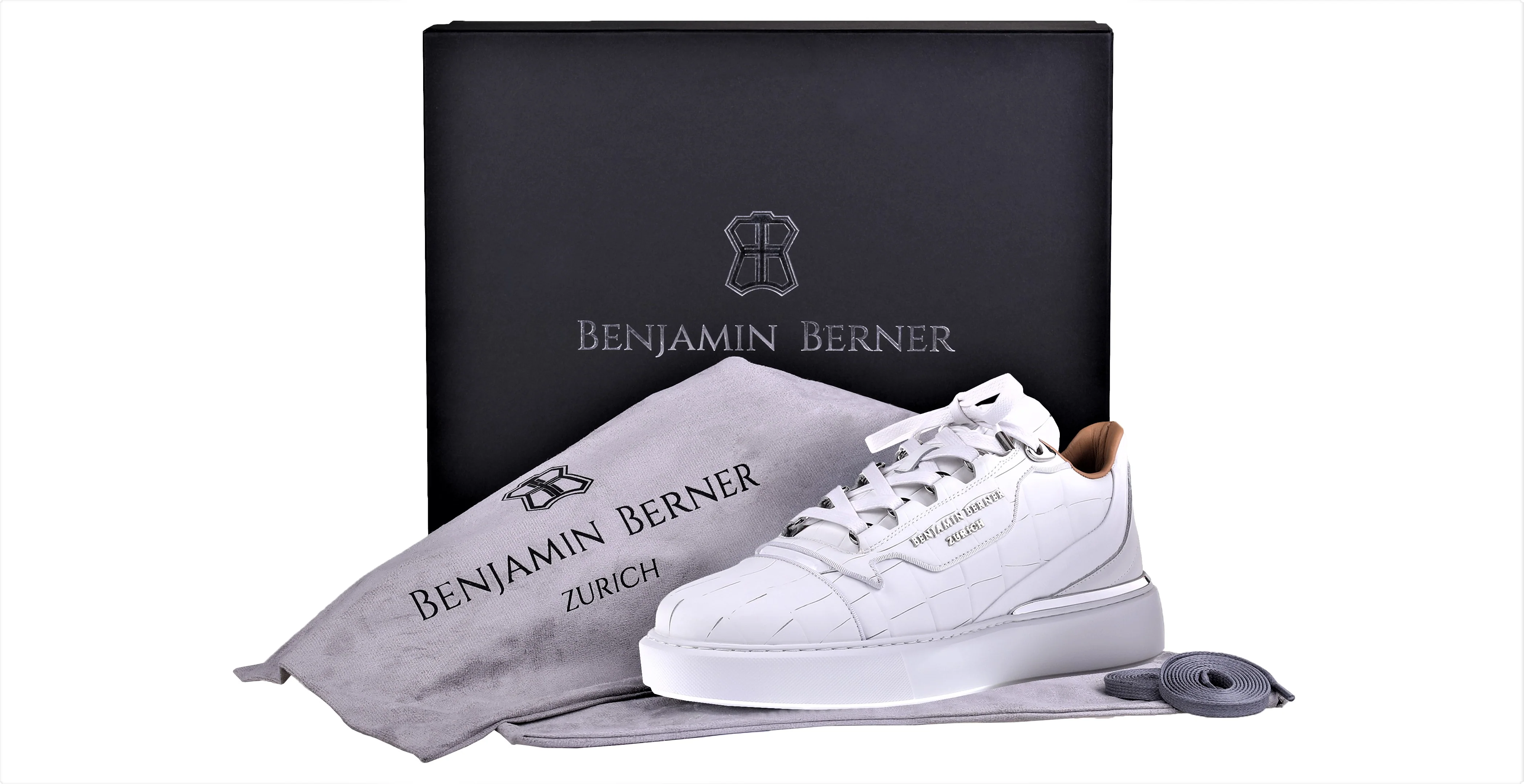 BNJ RAPHAEL Low-Top  ALL WHITE MATT CROCODILE - Image 4