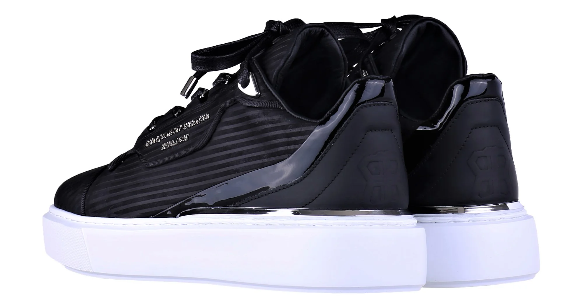 BNJ RAPHAEL Low-Top  BLACK 3D STRIPED NUBUCK - Image 3