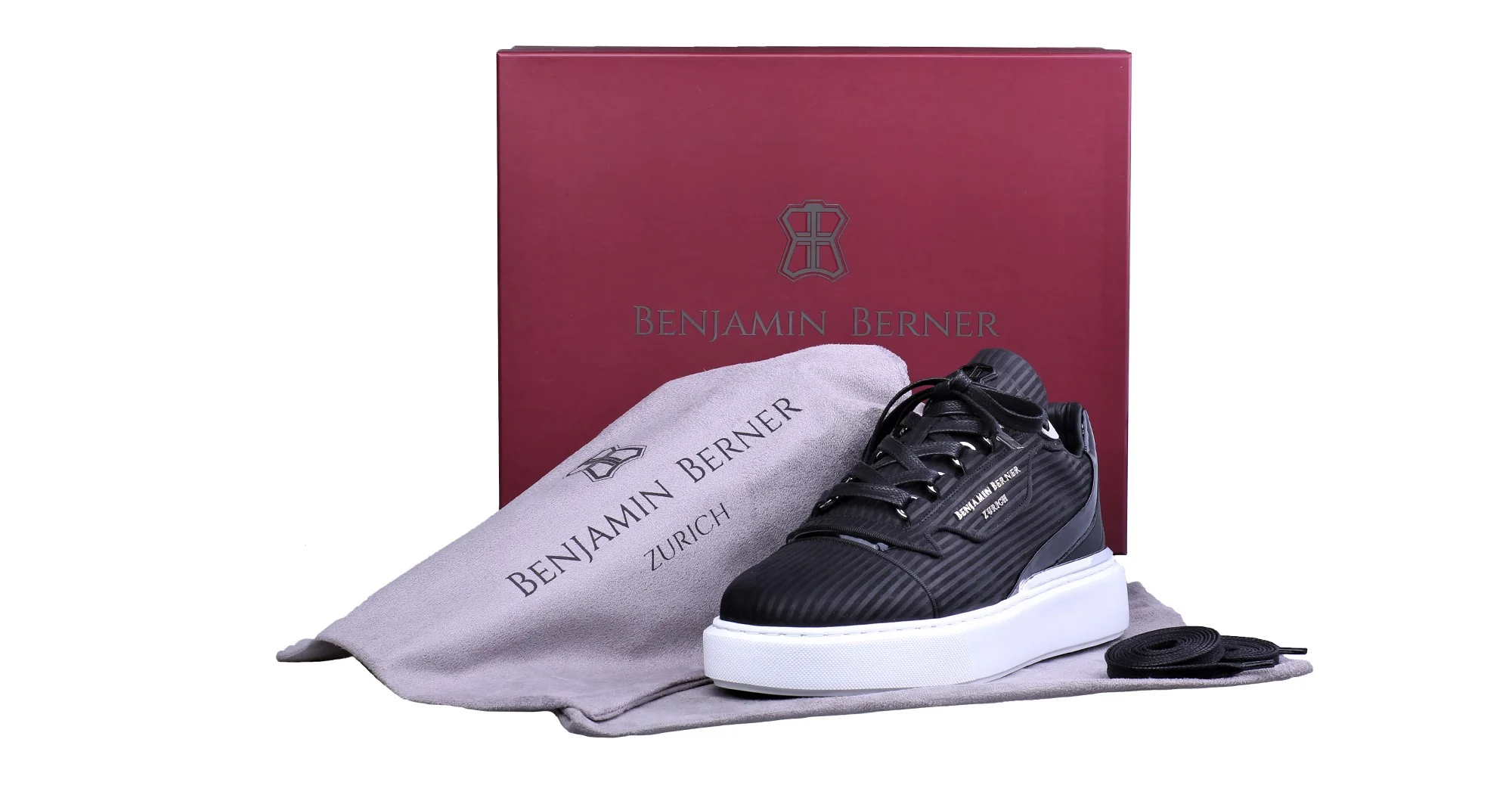BNJ RAPHAEL Low-Top  BLACK 3D STRIPED NUBUCK - Image 4