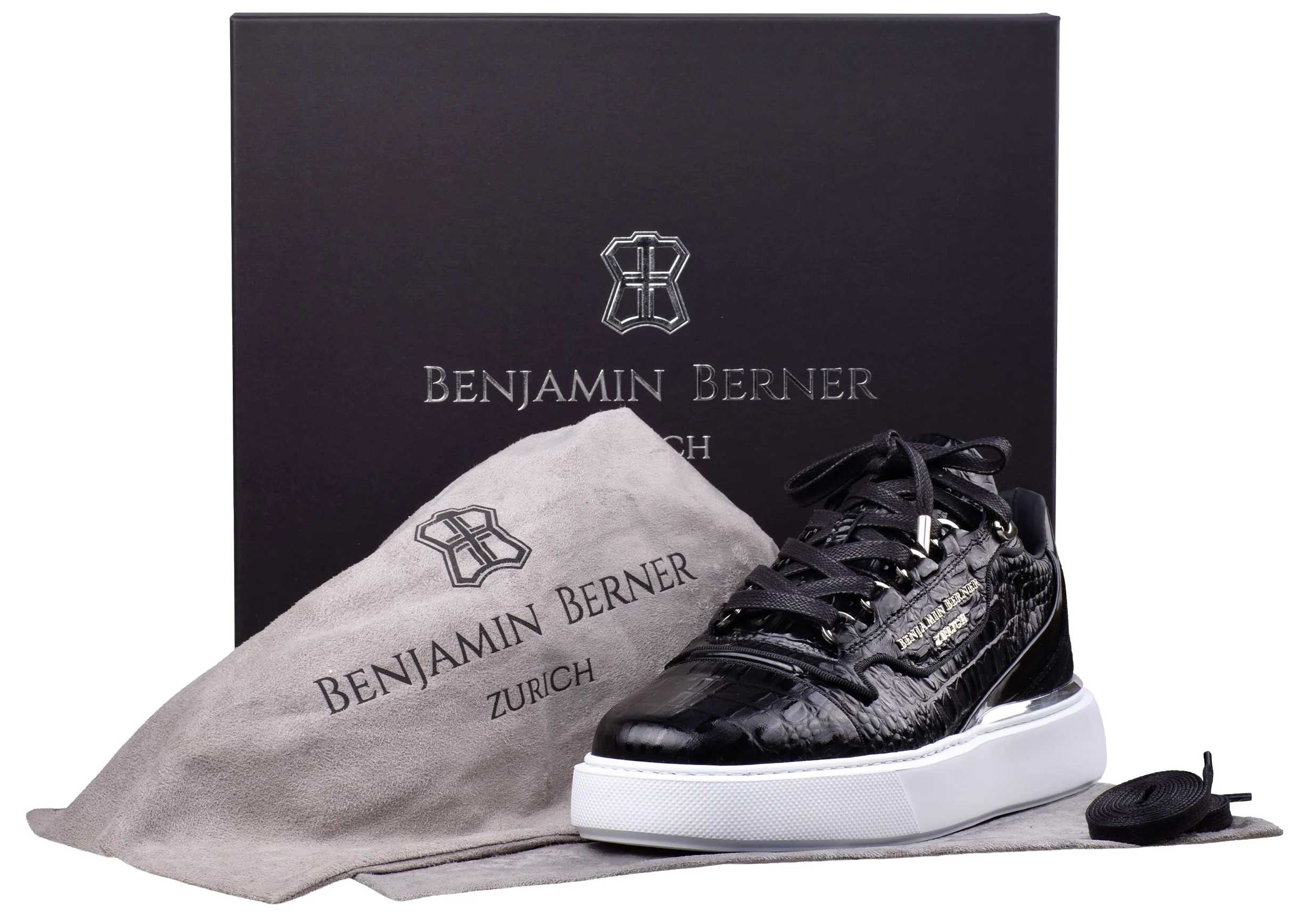 BNJ RAPHAEL Low-Top  BLACK  ALLIGATOR EFFECT - Image 3