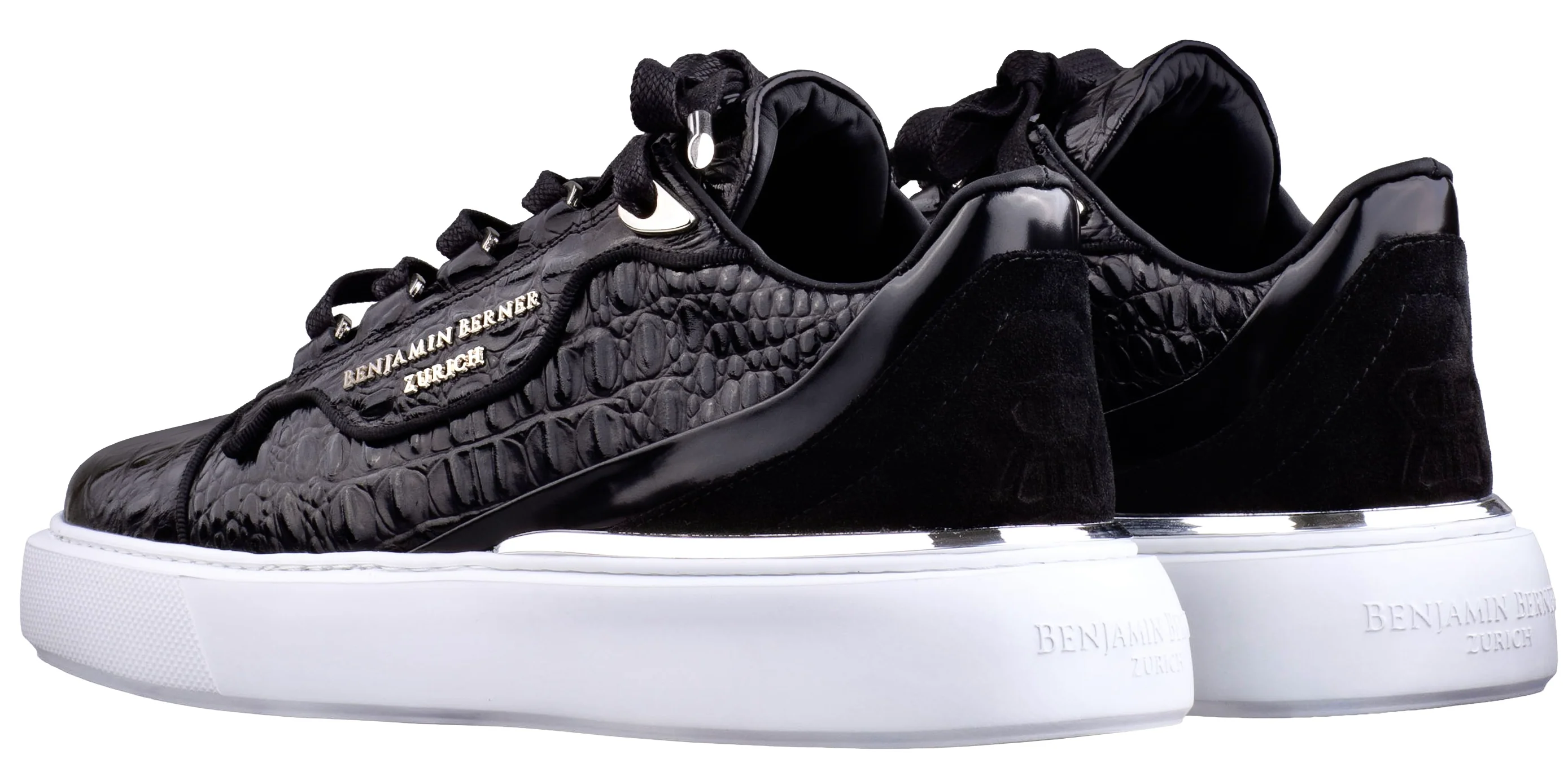 BNJ RAPHAEL Low-Top  BLACK  ALLIGATOR EFFECT - Image 4