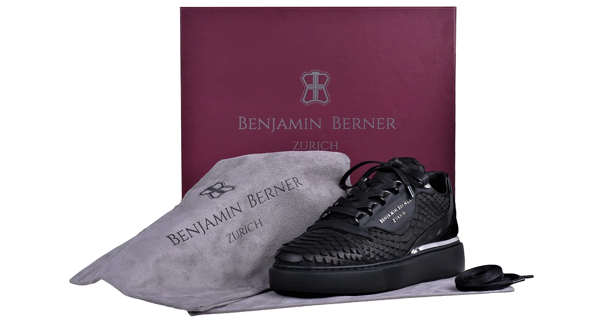 BNJ RAPHAEL Low-Top  BLACK PYTHON CUT-MATT NAPPA - Image 3