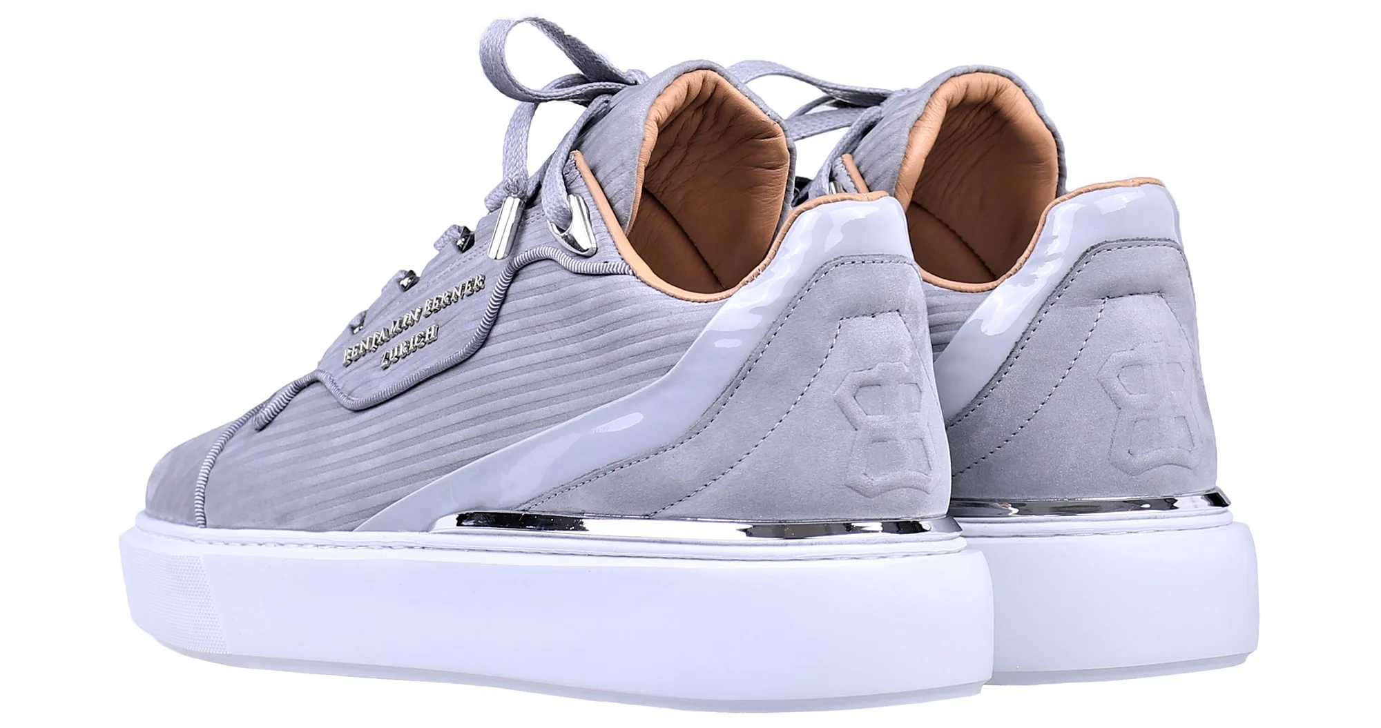 BNJ RAPHAEL Low-Top ICE GREY 3D STRIPED NUBUCK - Image 3