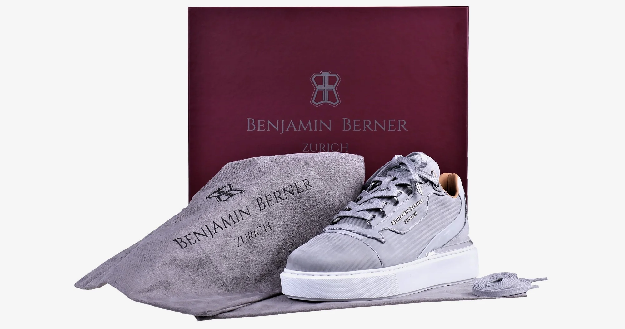BNJ RAPHAEL Low-Top ICE GREY 3D STRIPED NUBUCK - Image 4