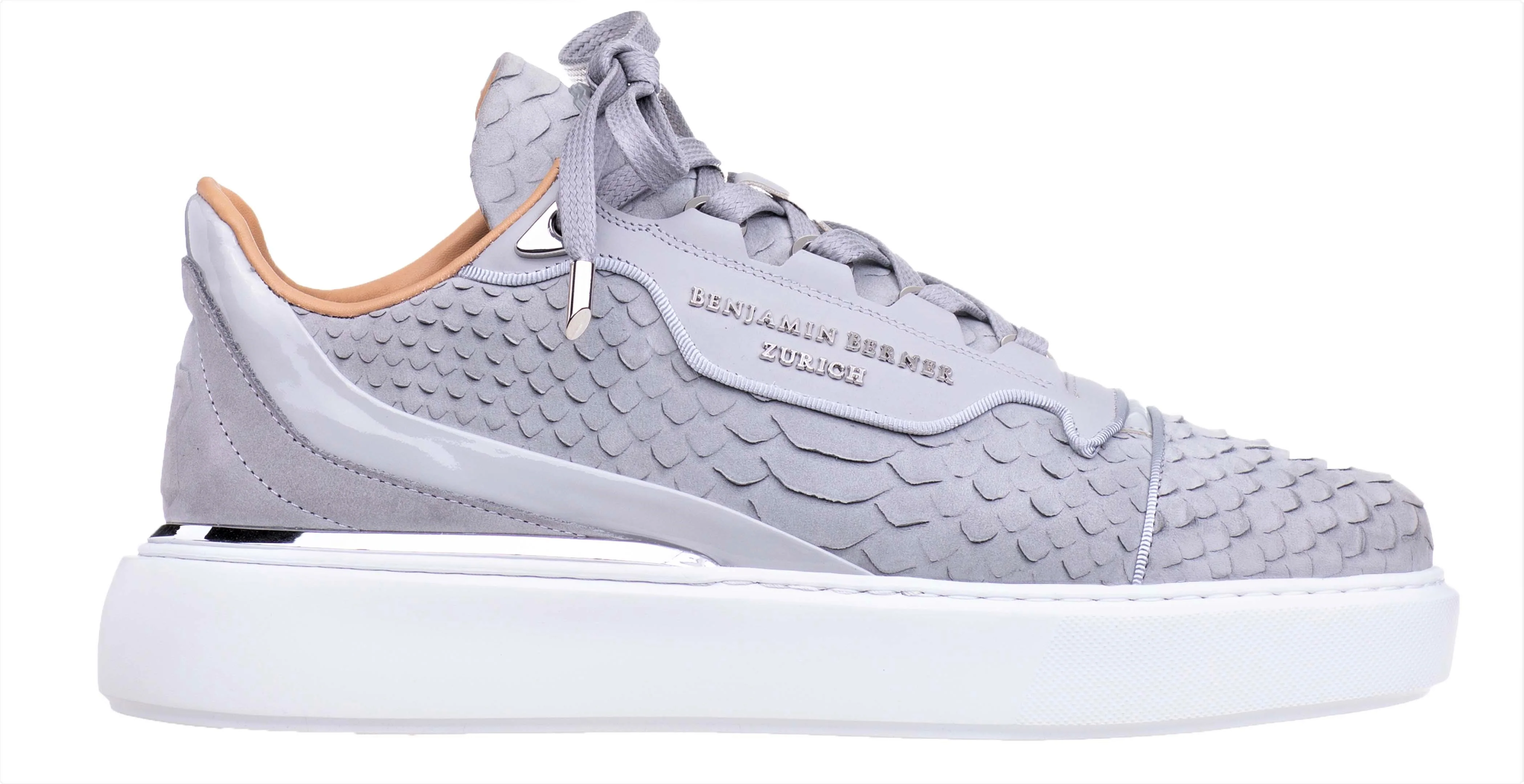 BNJ RAPHAEL Low-Top  ICE GREY PYTHON CUT-MATT NAPPA - Image 2