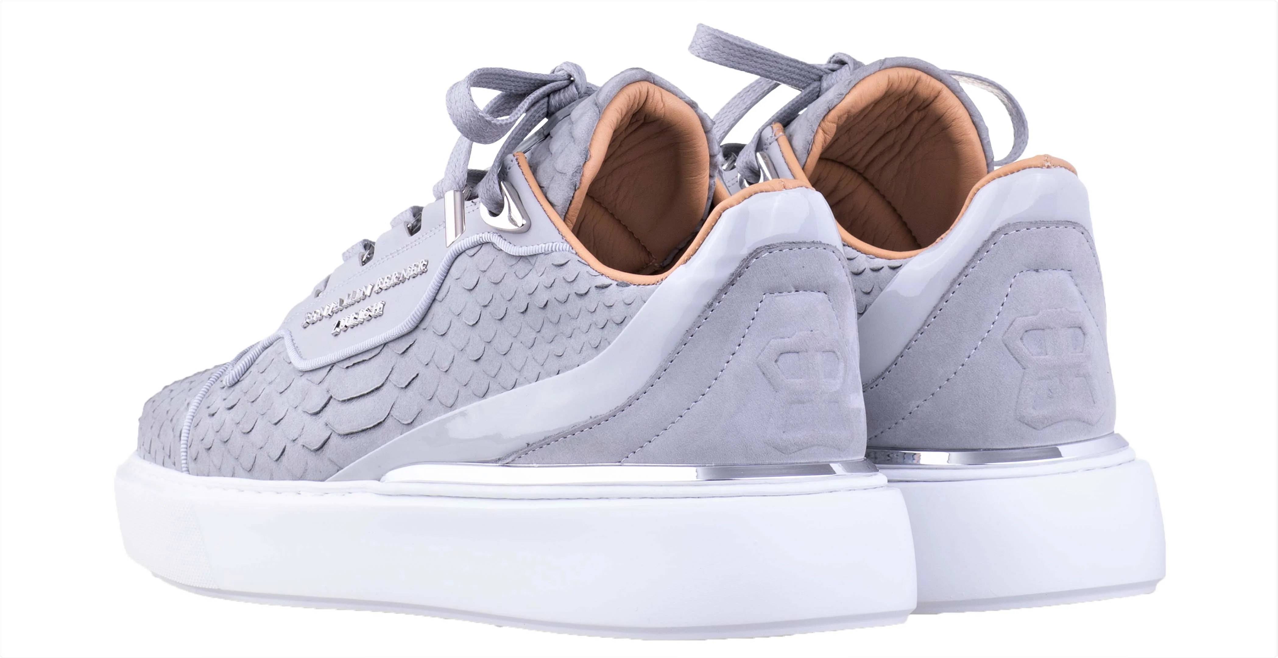 BNJ RAPHAEL Low-Top  ICE GREY PYTHON CUT-MATT NAPPA - Image 3