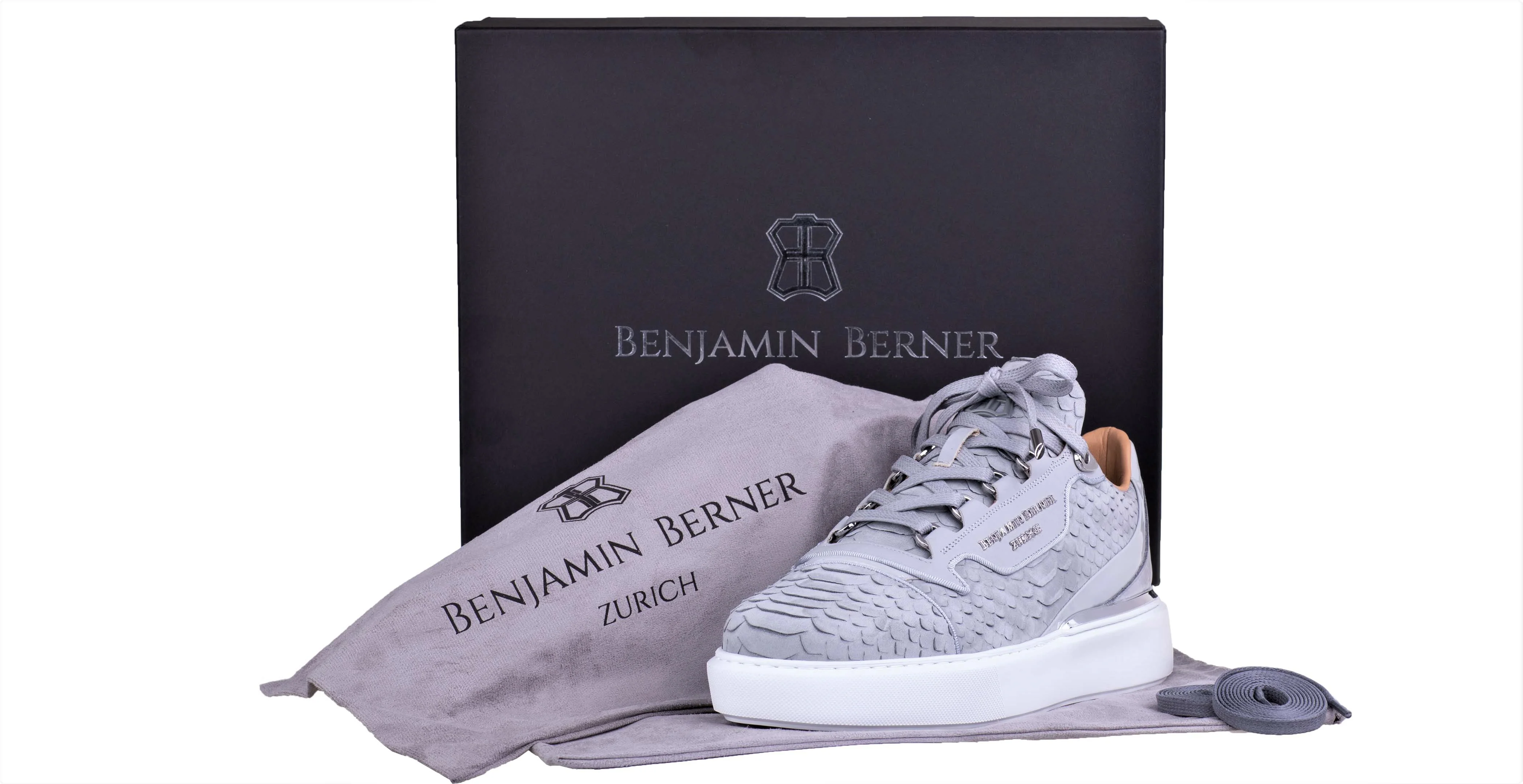 BNJ RAPHAEL Low-Top  ICE GREY PYTHON CUT-MATT NAPPA - Image 4