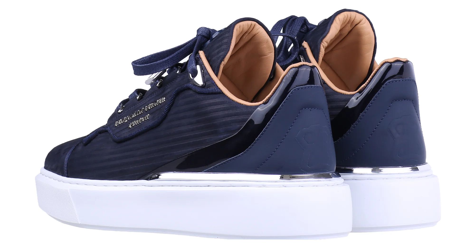 BNJ RAPHAEL Low-Top  NAVY 3D STRIPED EMBOSSED NUBUCK - Image 3