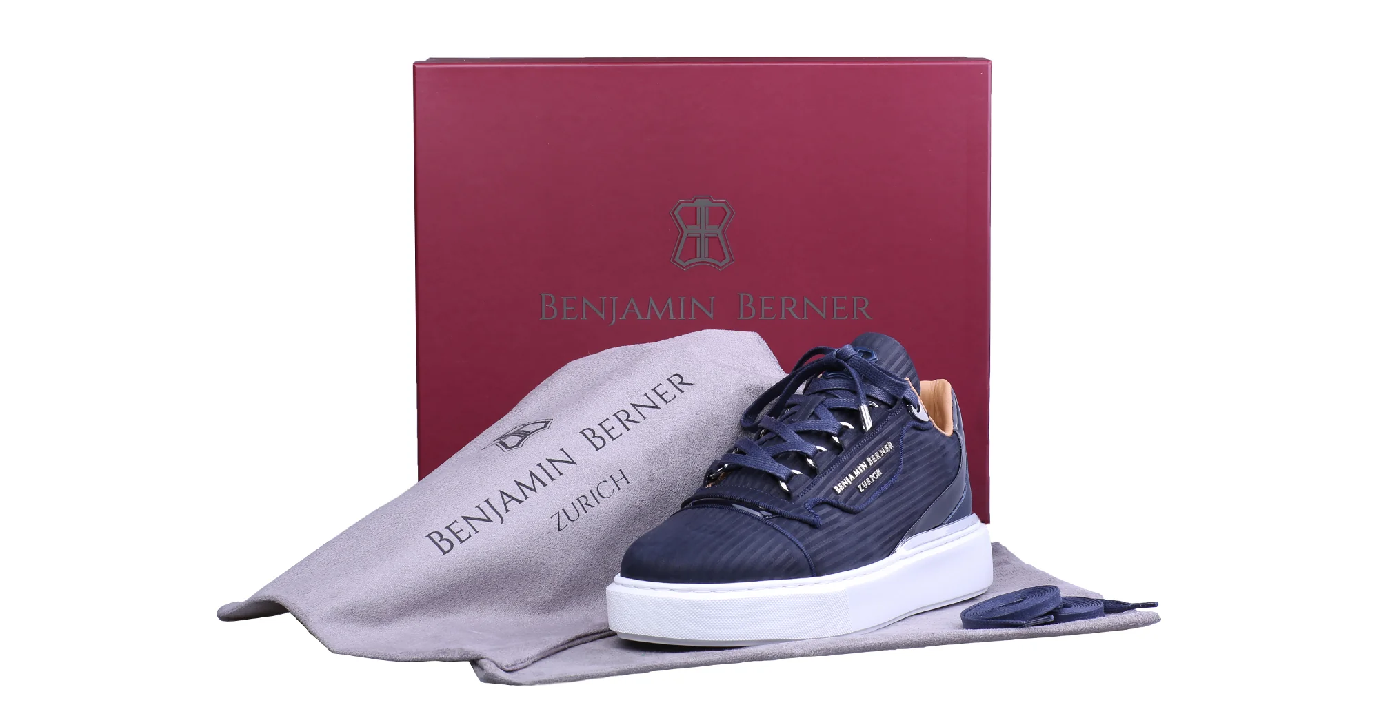 BNJ RAPHAEL Low-Top  NAVY 3D STRIPED EMBOSSED NUBUCK - Image 4
