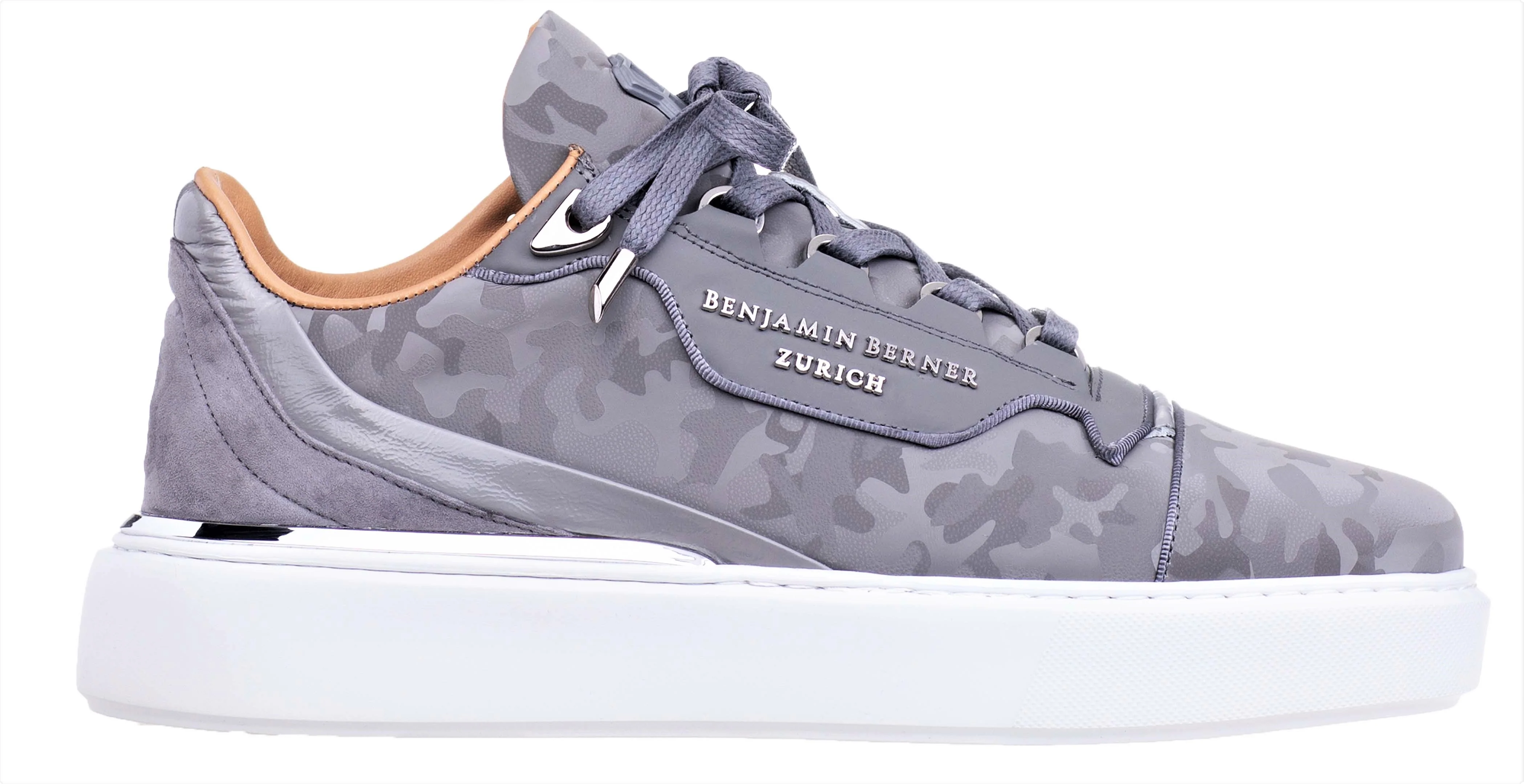 BNJ RAPHAEL Low-Top  STEEL GREY REFLECTIVE CAMOUFLAGE CALFSKIN - Image 2