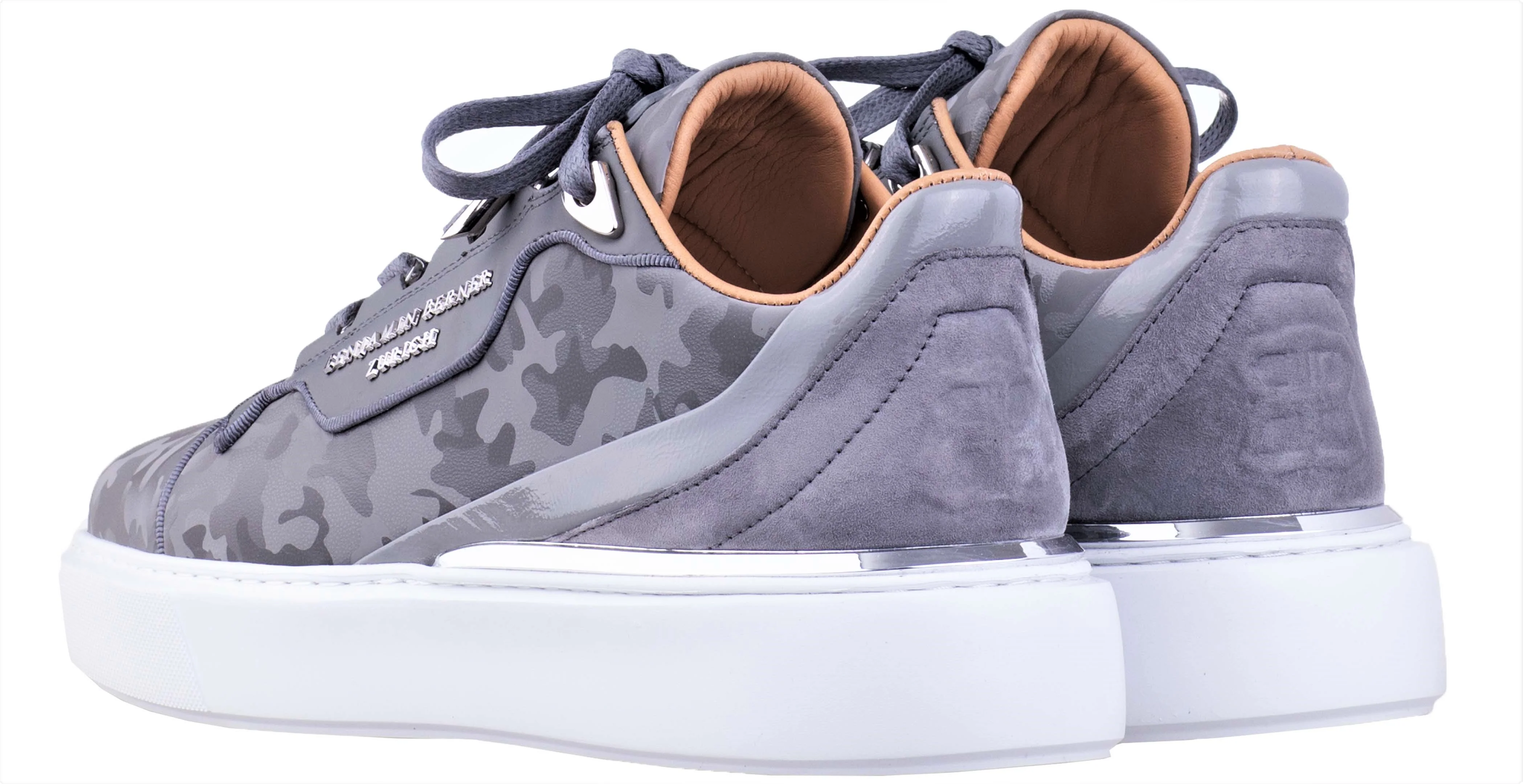 BNJ RAPHAEL Low-Top  STEEL GREY REFLECTIVE CAMOUFLAGE CALFSKIN - Image 3