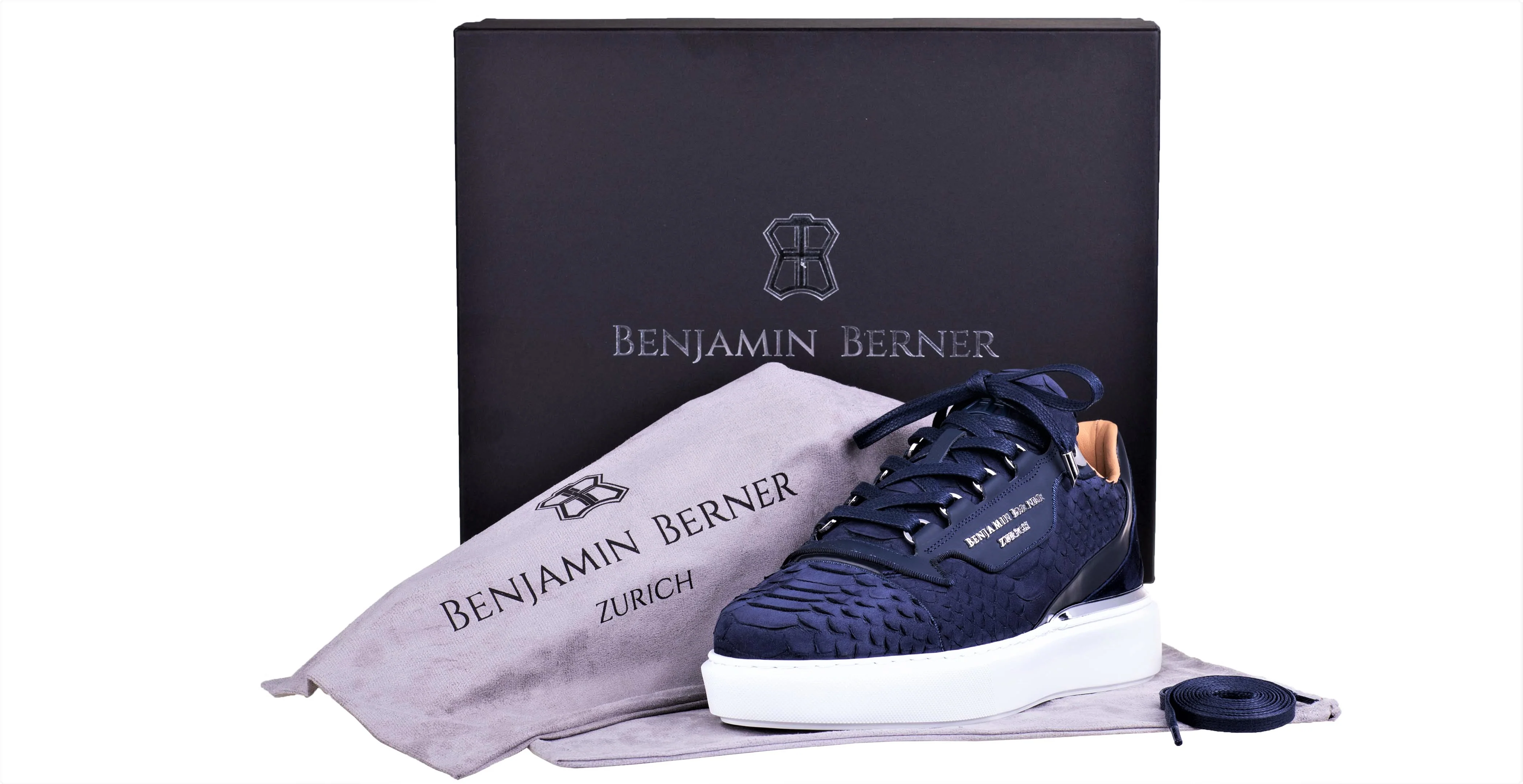 BNJ RAPHAEL Low-Top NAVY PYTHON CUT-MATT NAPPA - Image 3