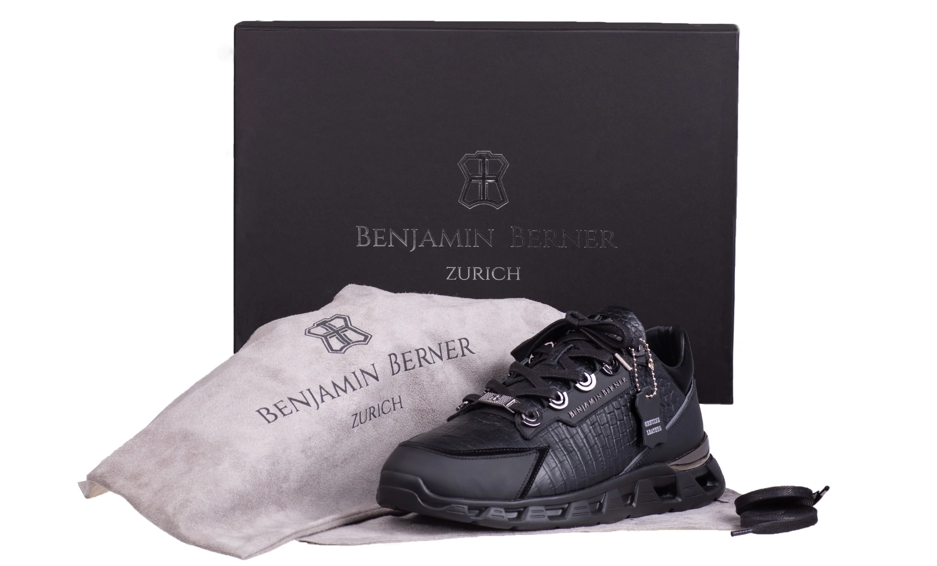 BNJ RAZOR HIGH-TECH RUNNER ALL BLACK ALLIGATOR EFFECT-MATT NAPPA - Image 3